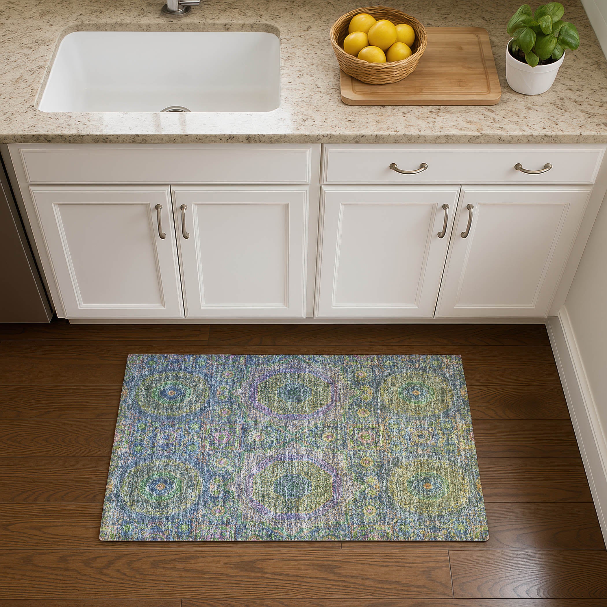Hoi An Machine Washable Transitional Blue Rug 1'8" x 2'6" #shape_Rectangle