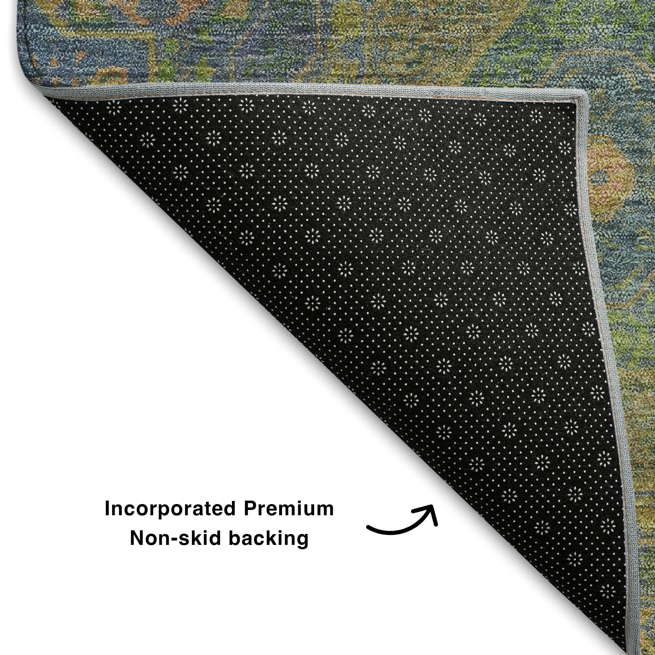 Hoi An Machine Washable Transitional Blue Rug 1'8" x 2'6" #shape_Rectangle