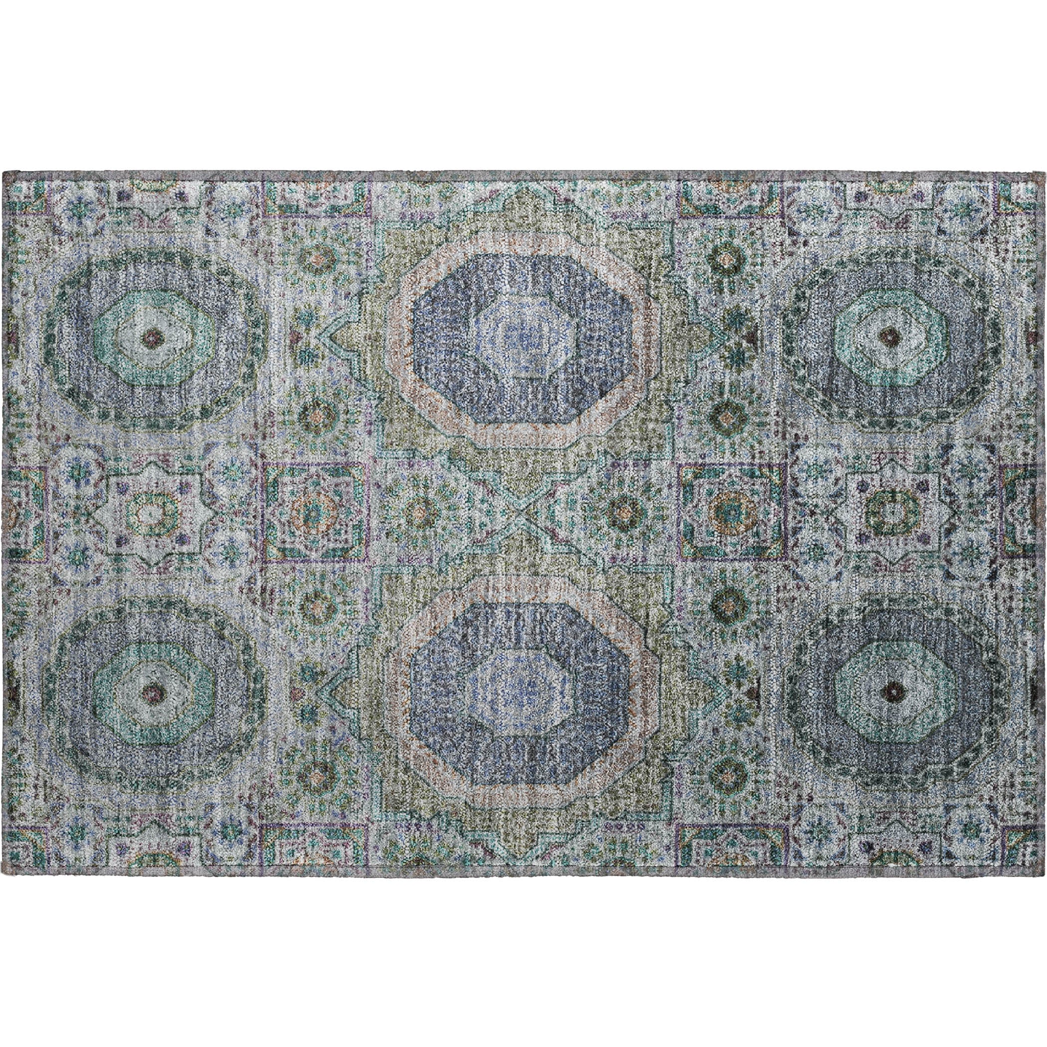 Hoi An Machine Washable Transitional Green Rug 1'8" x 2'6" #shape_Rectangle