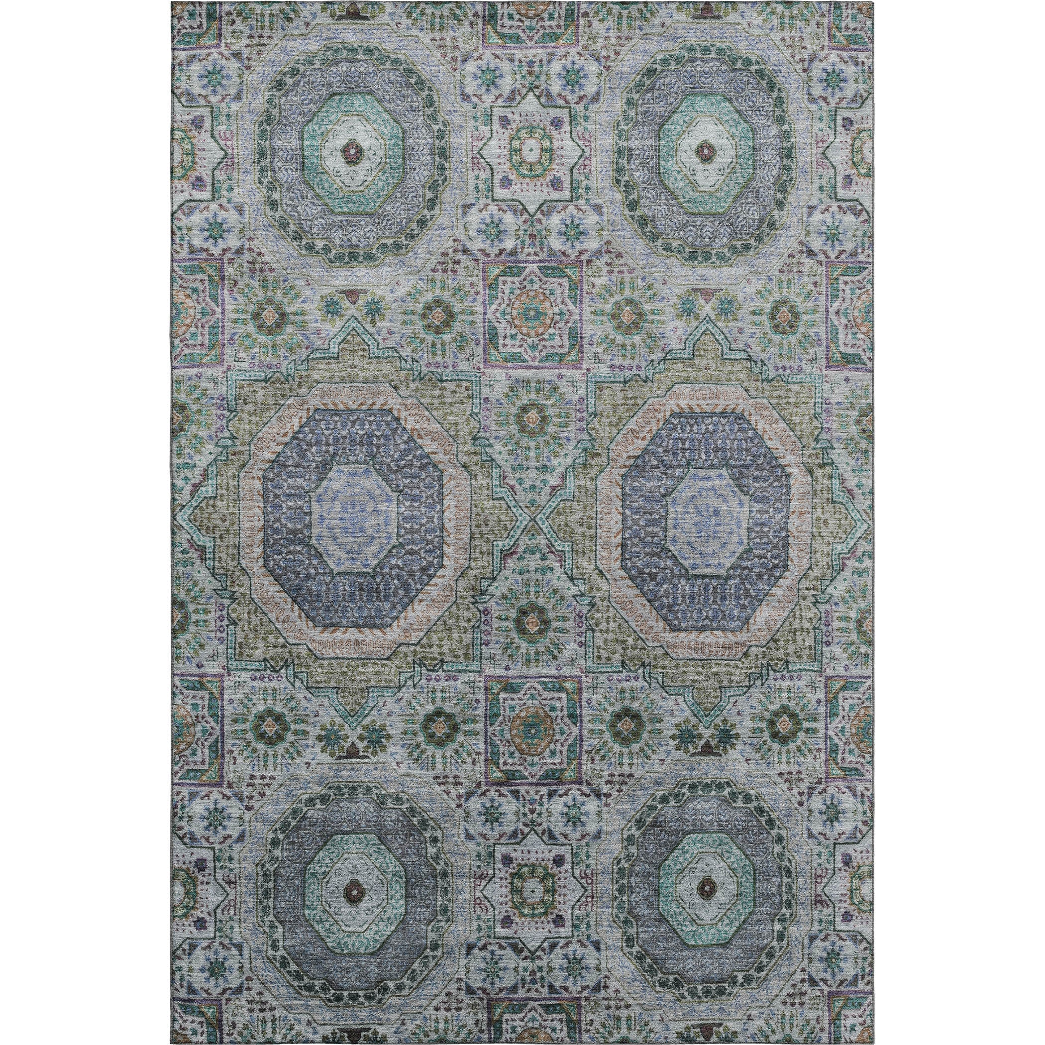 Hoi An Machine Washable Transitional Green Rug 2'6" x 3'10" #shape_Rectangle