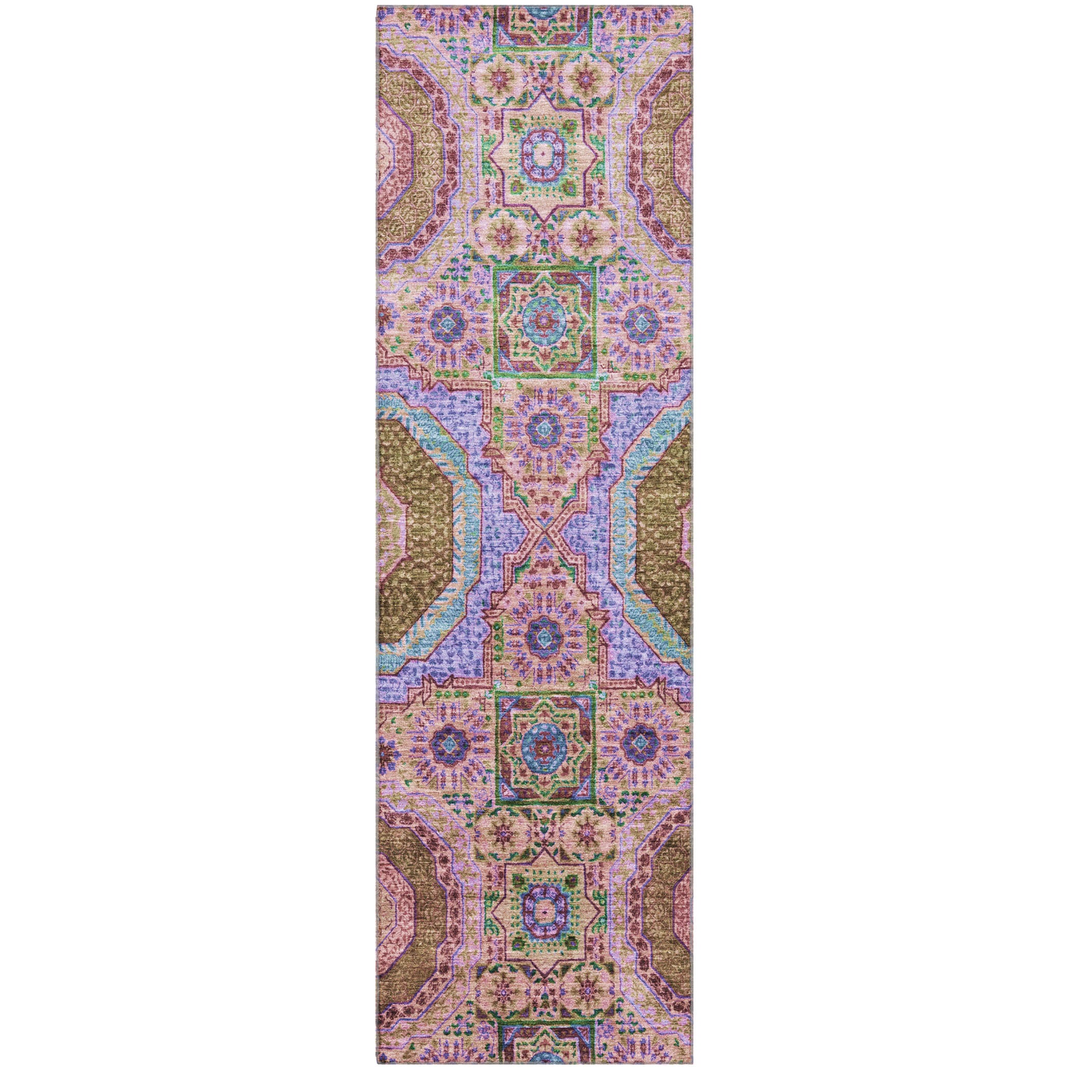 Hoi An Machine Washable Transitional Pink Rug 2'3" x 7'6" #shape_Runner