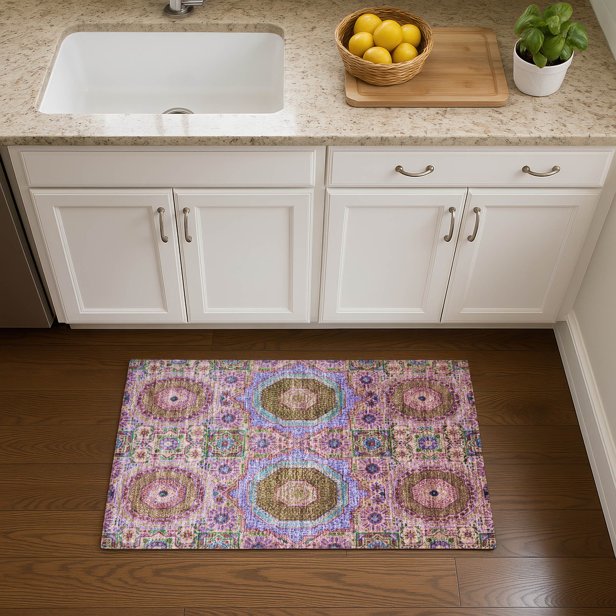 Hoi An Machine Washable Transitional Pink Rug 1'8" x 2'6" #shape_Rectangle