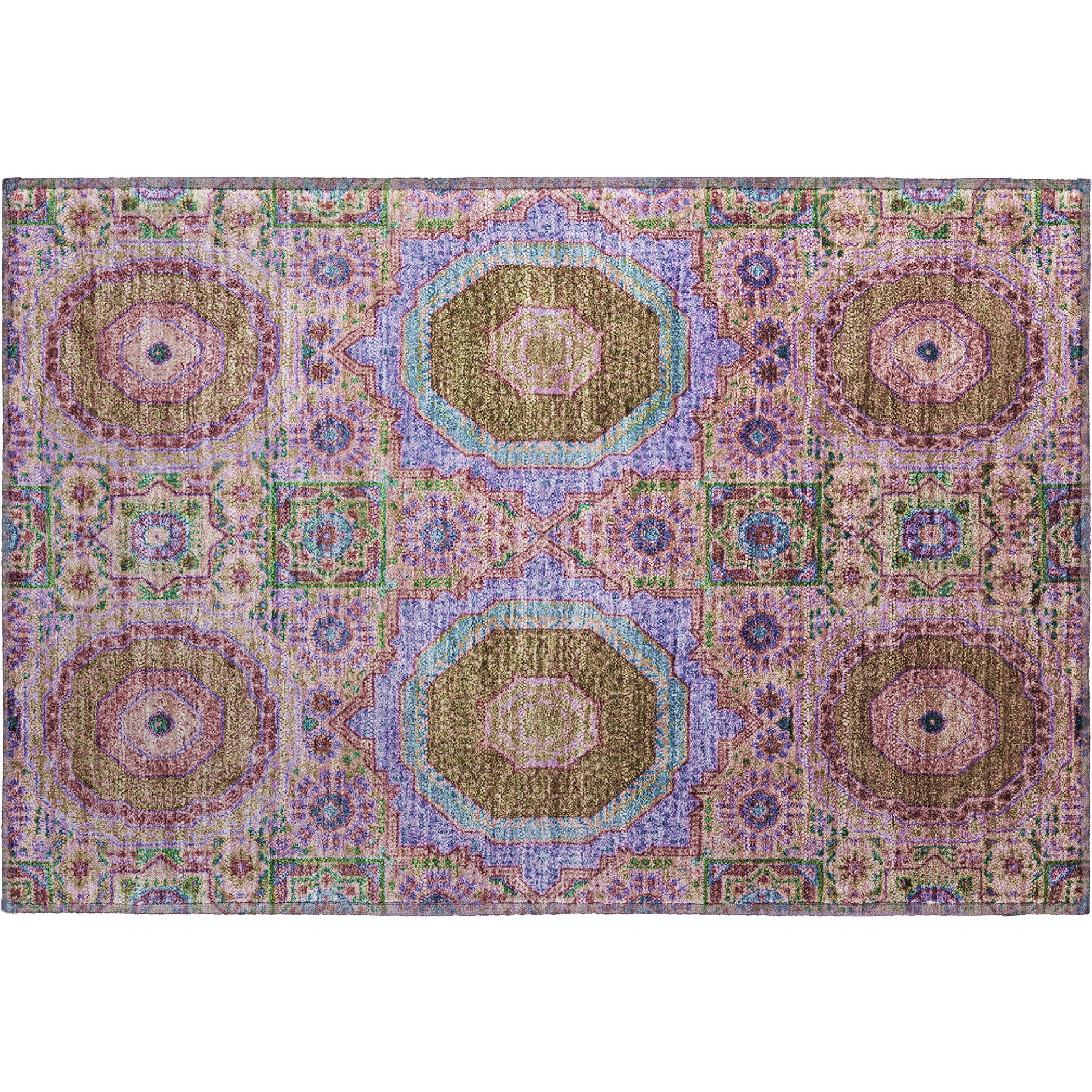 Hoi An Machine Washable Transitional Pink Rug 1'8" x 2'6" #shape_Rectangle
