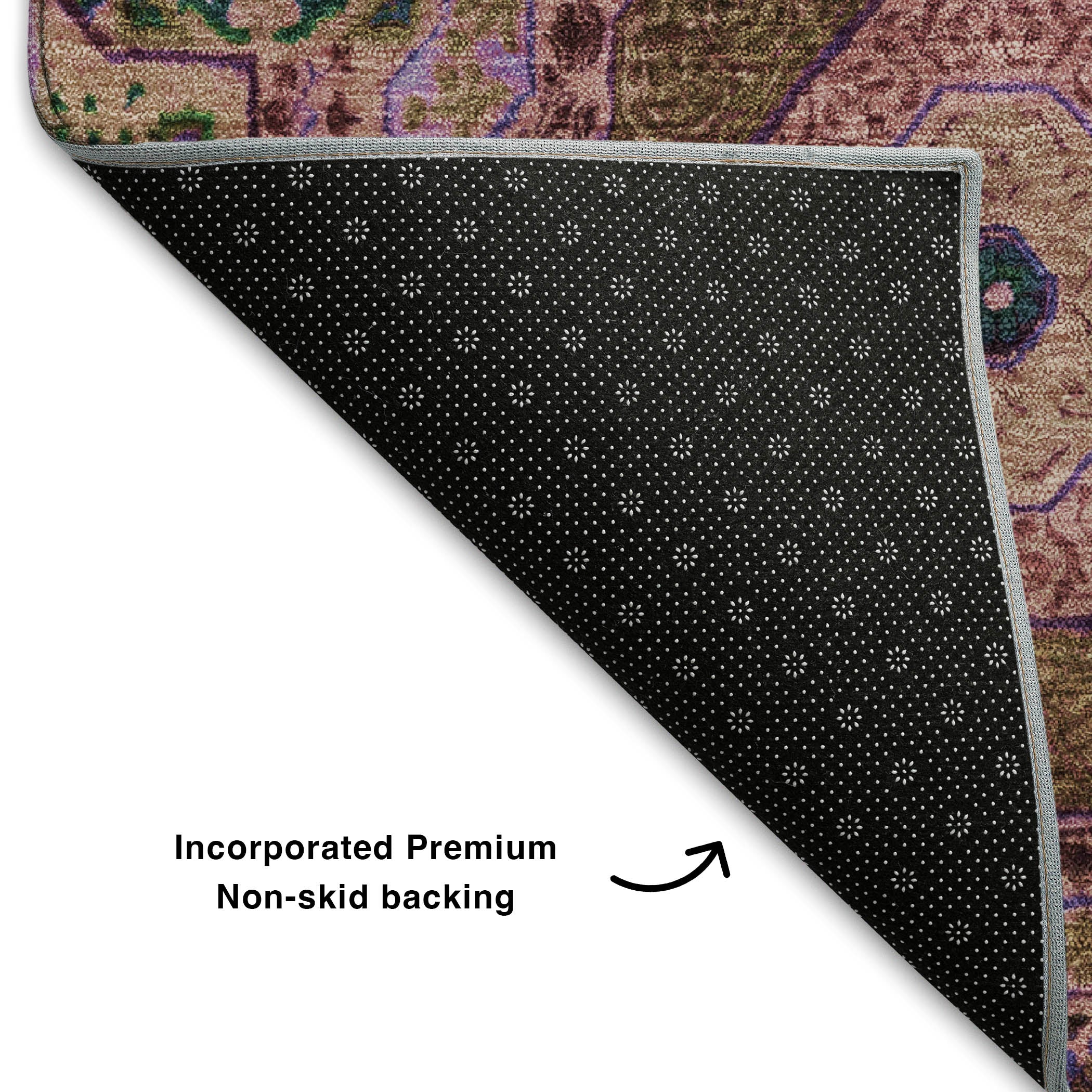 Hoi An Machine Washable Transitional Pink Rug 1'8" x 2'6" #shape_Rectangle