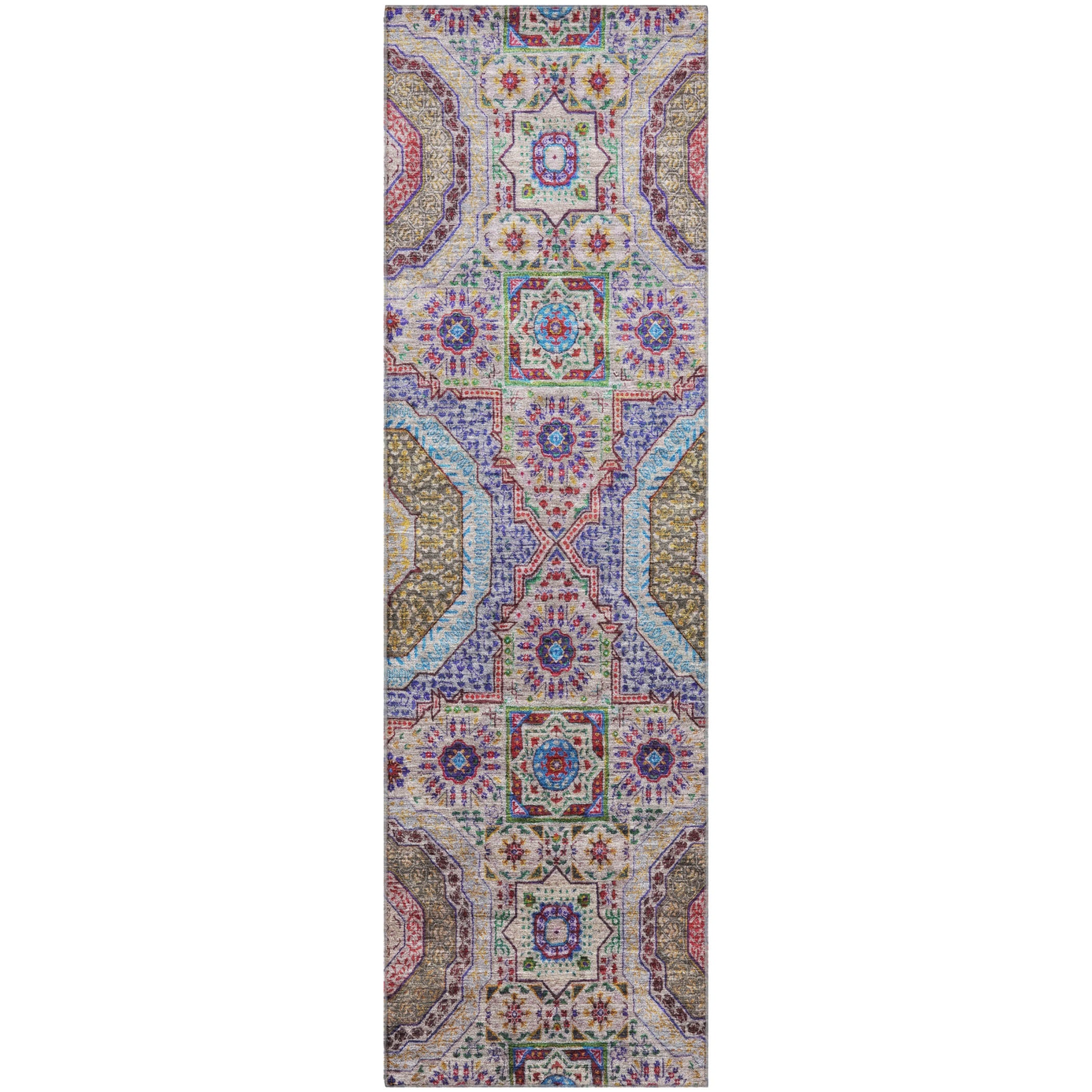 Hoi An Machine Washable Transitional Purple Rug 2'3" x 7'6" #shape_Runner