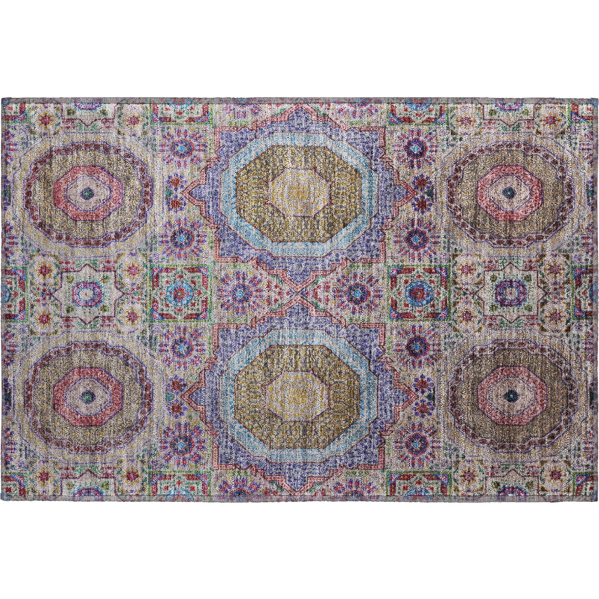 Hoi An Machine Washable Transitional Purple Rug 1'8" x 2'6" #shape_Rectangle