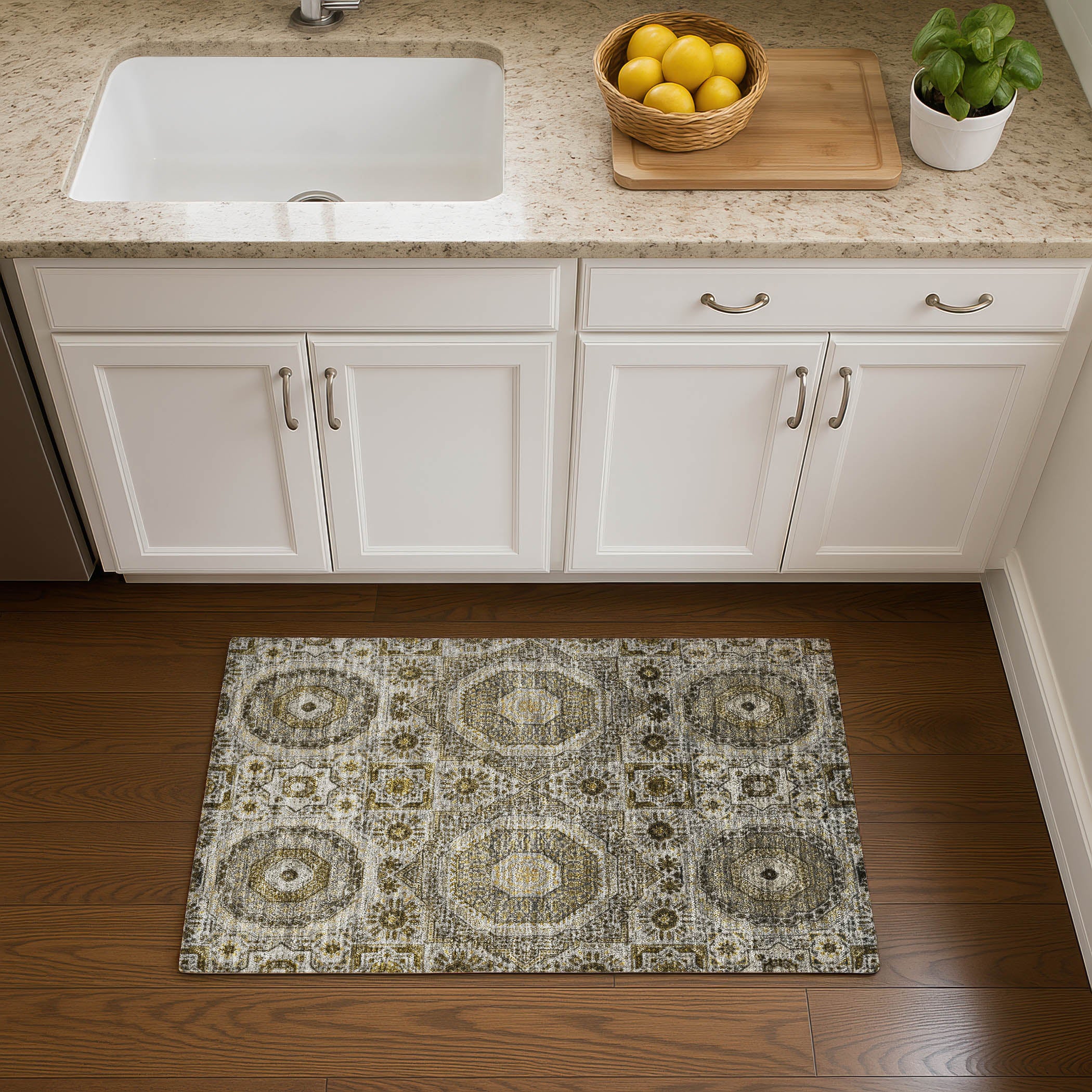 Hoi An Machine Washable Transitional Taupe Brown Rug 1'8" x 2'6" #shape_Rectangle