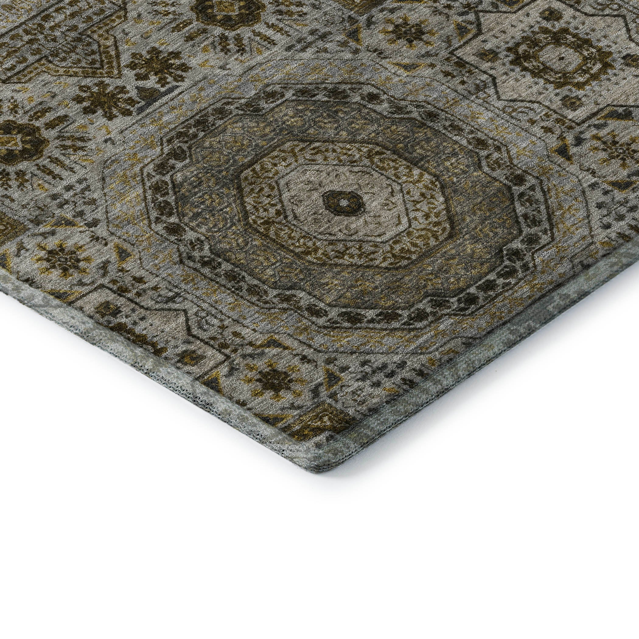 Hoi An Machine Washable Transitional Taupe Brown Rug 1'8" x 2'6" #shape_Rectangle