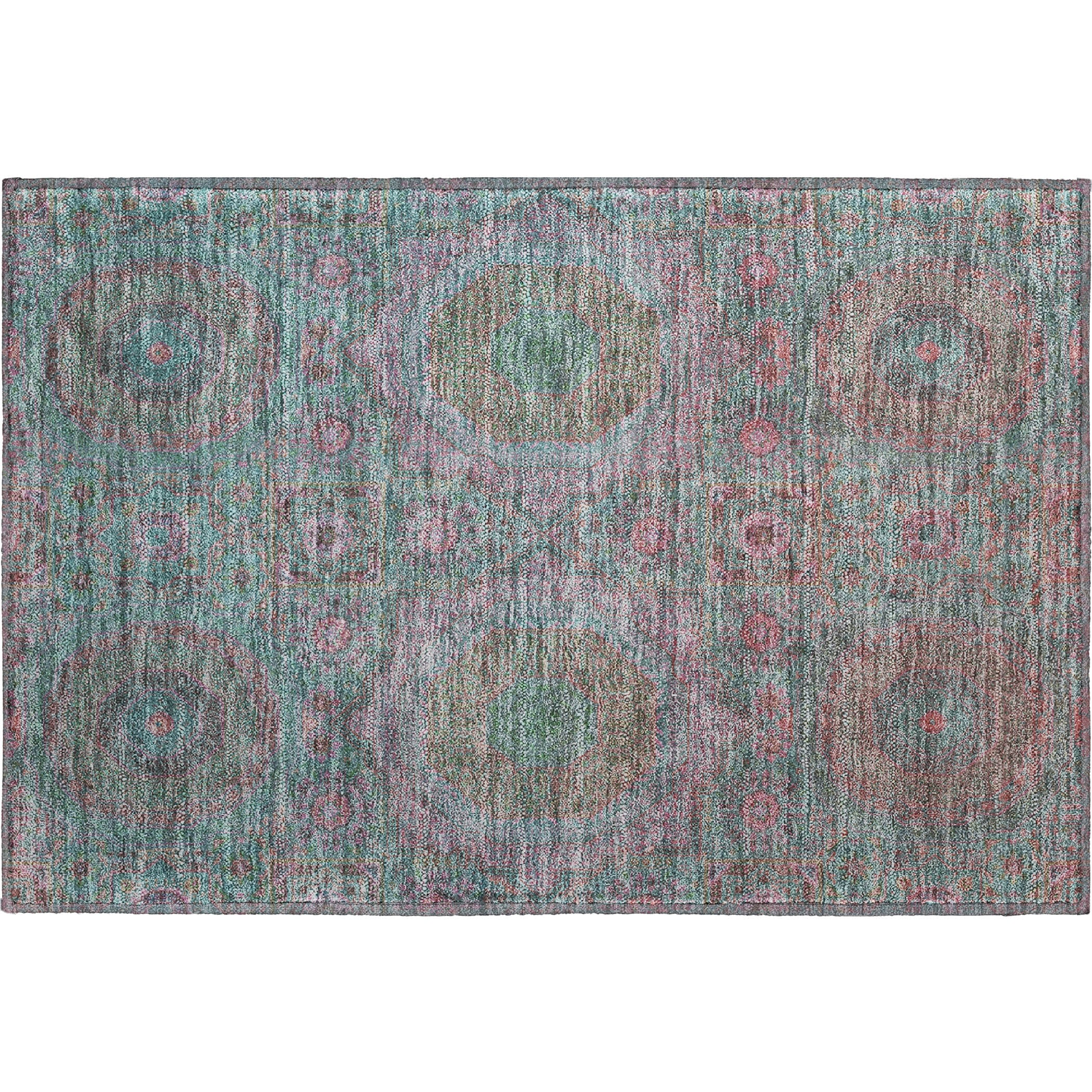 Hoi An Machine Washable Transitional Teal Rug 1'8" x 2'6" #shape_Rectangle