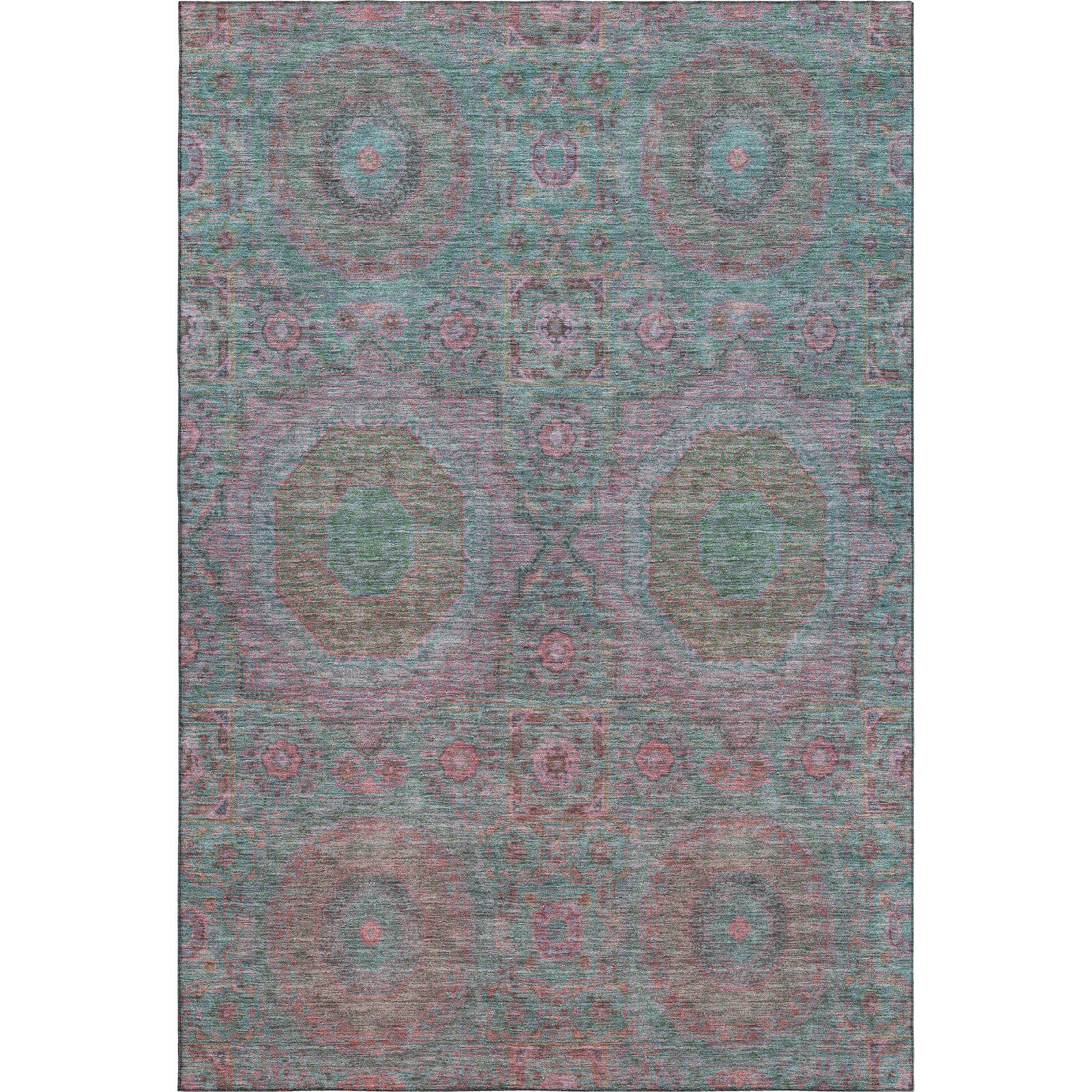 Hoi An Machine Washable Transitional Teal Rug 2'6" x 3'10" #shape_Rectangle