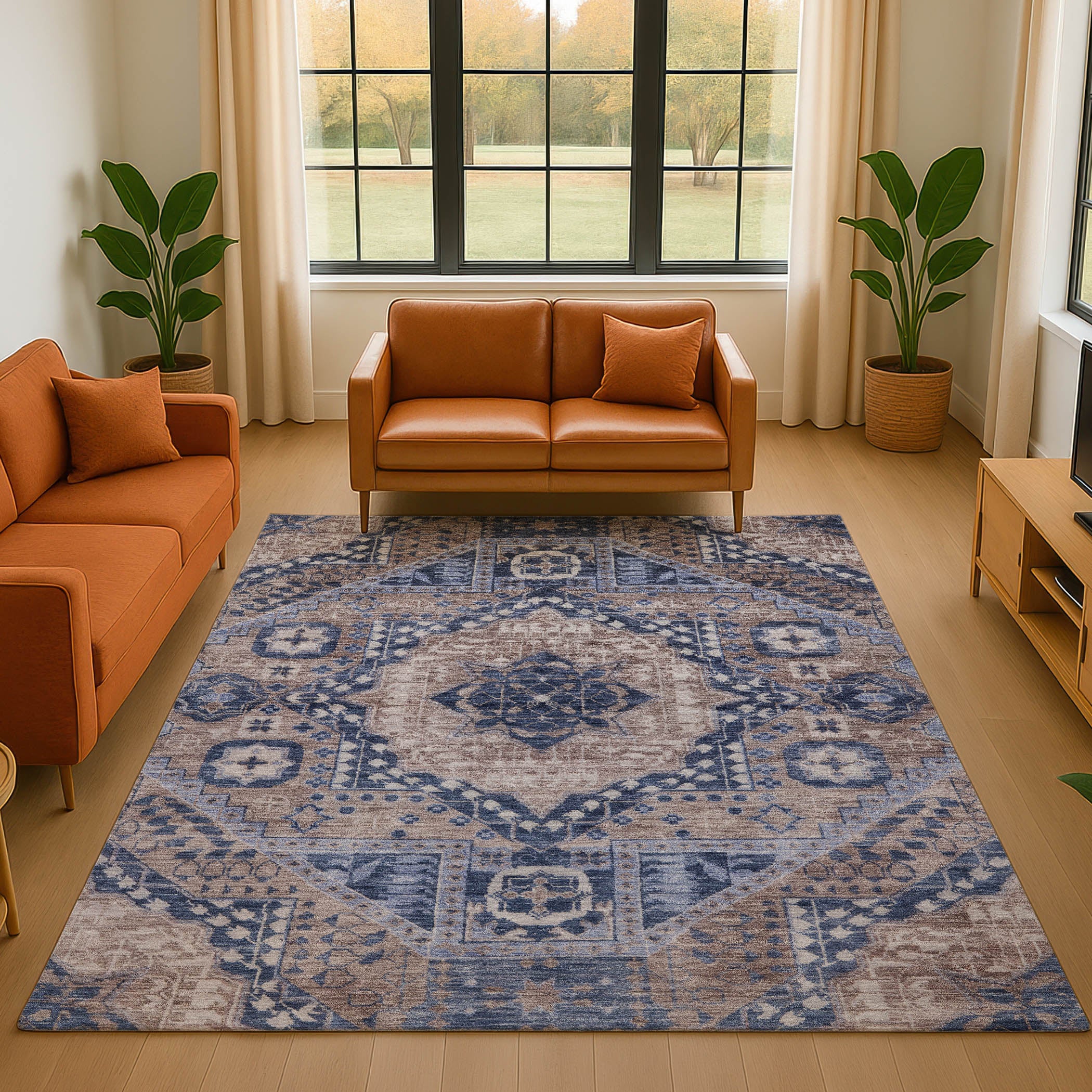 Sintra Machine Washable Transitional Brown Rug 2'6" x 3'10" #shape_Rectangle