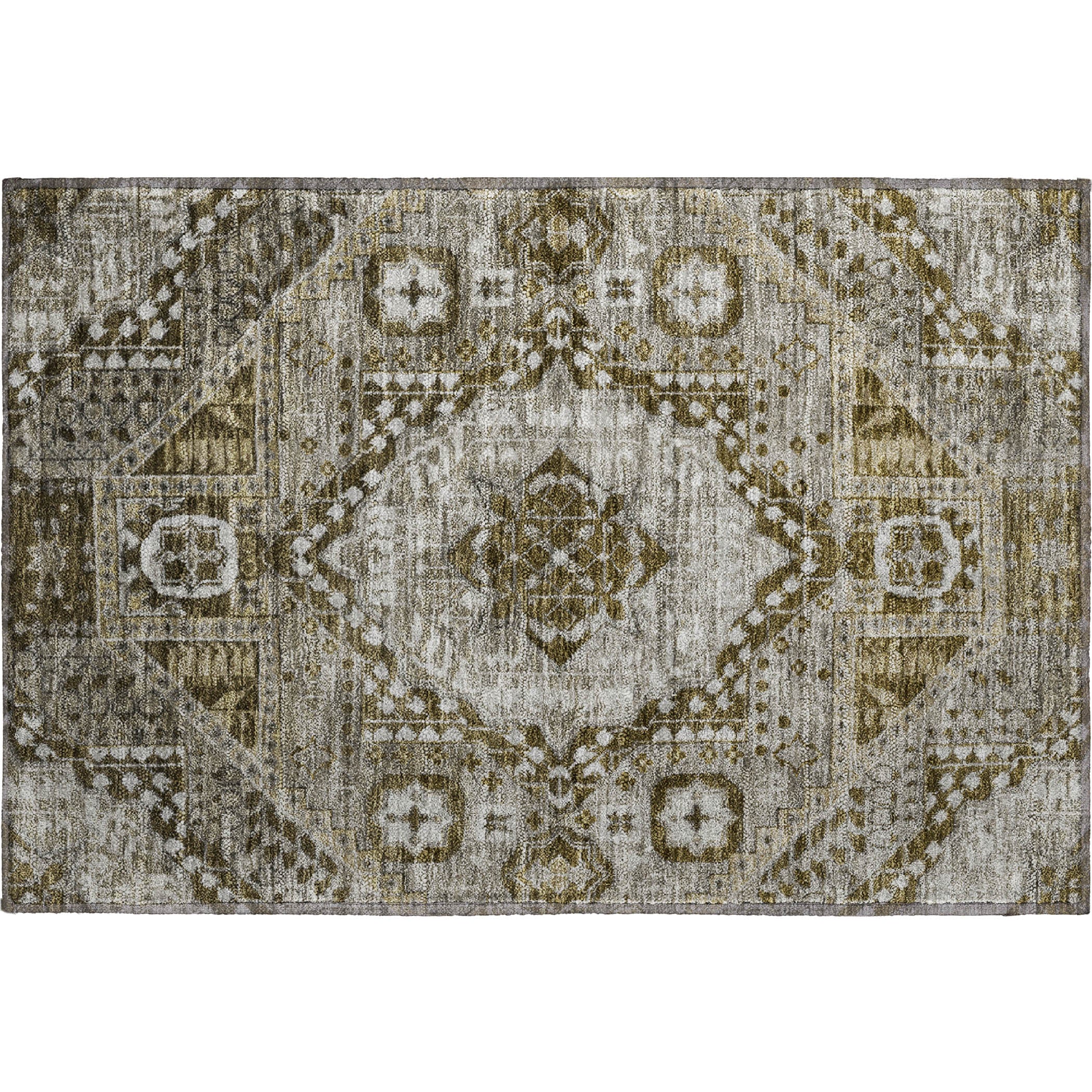 Sintra Machine Washable Transitional Khaki Brown Rug 1'8" x 2'6" #shape_Rectangle