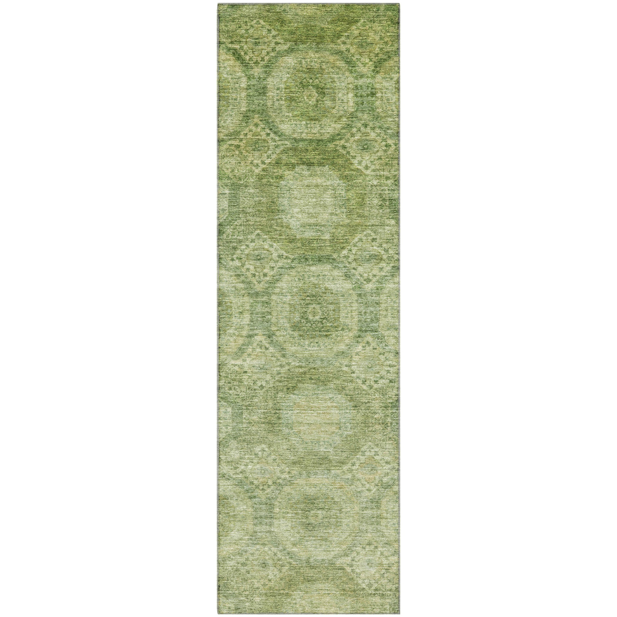 Sarajevo Machine Washable Transitional Aloe Green Rug 2'3" x 7'6" #shape_Runner