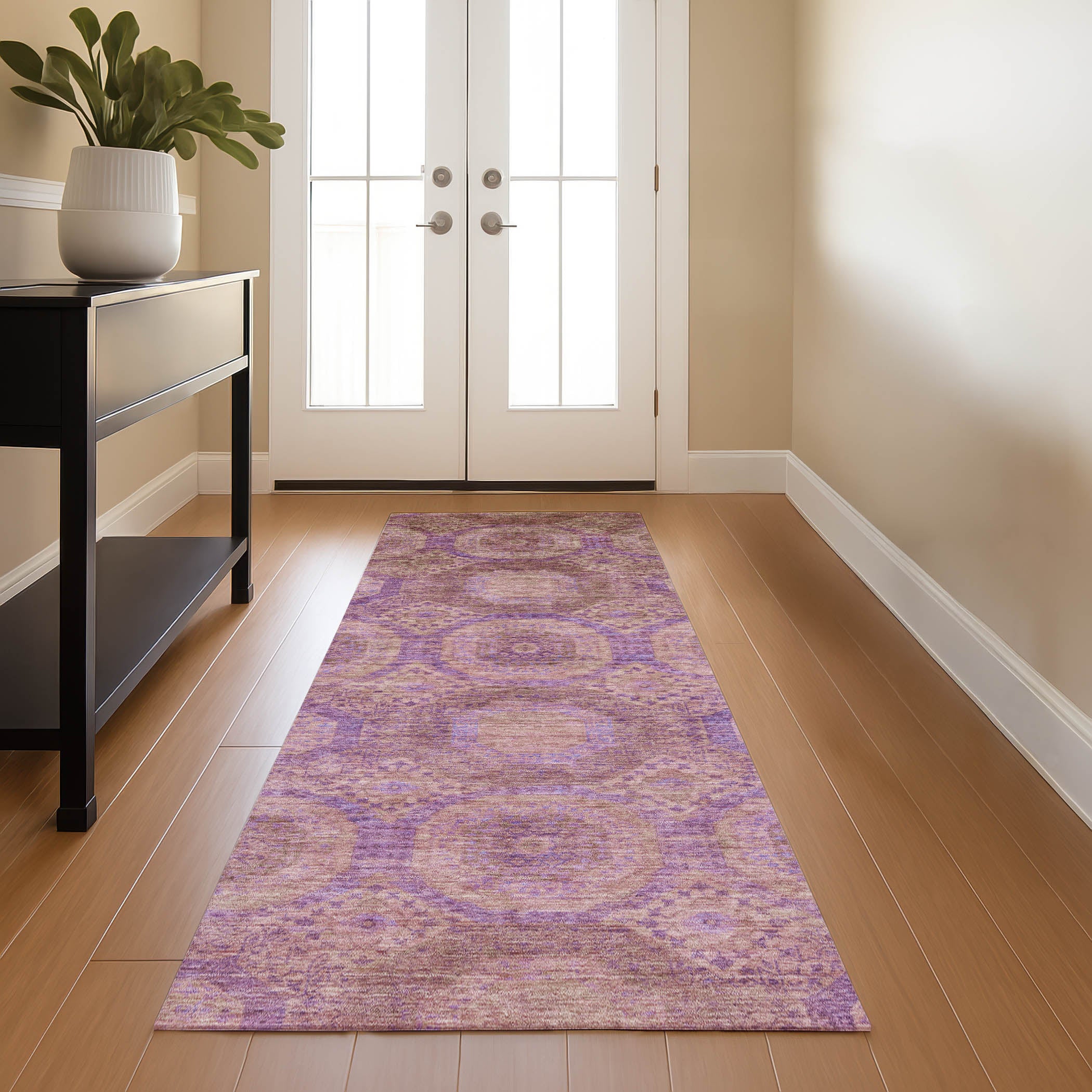 Sarajevo Machine Washable Transitional Blush Pink Rug 2'3" x 7'6" #shape_Runner