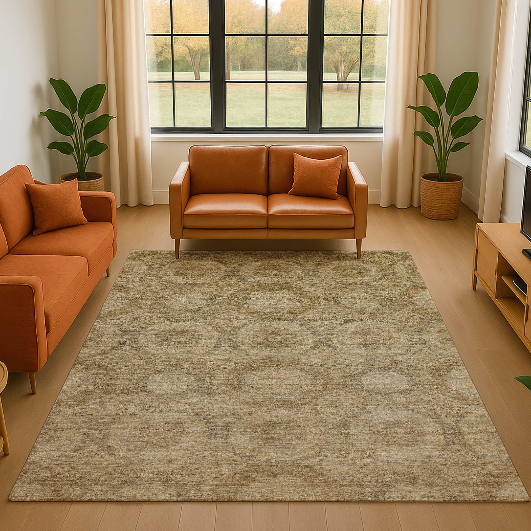 Sarajevo Machine Washable Transitional Brown Rug 2'6" x 3'10" #shape_Rectangle