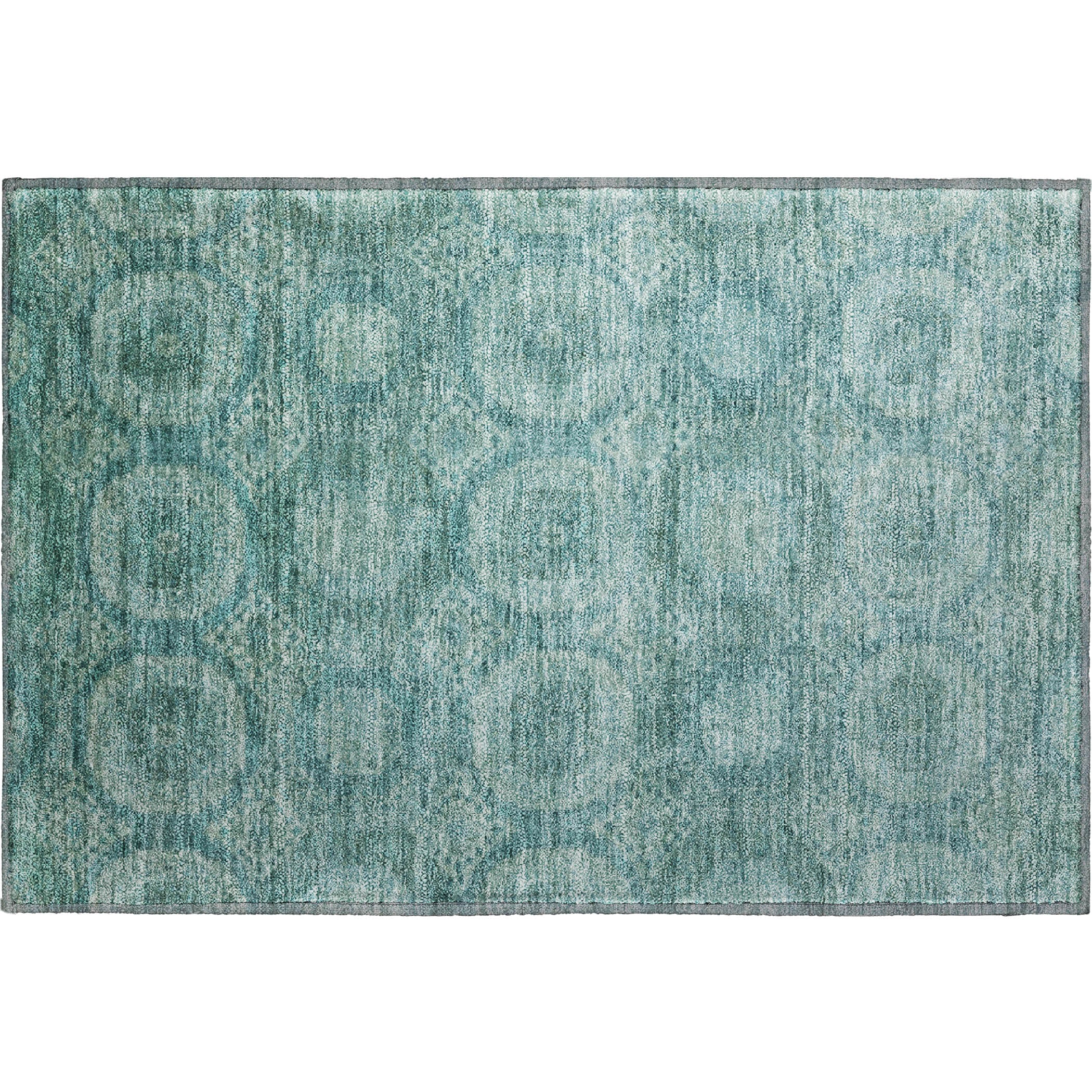 Sarajevo Machine Washable Transitional Teal Rug 1'8" x 2'6" #shape_Rectangle