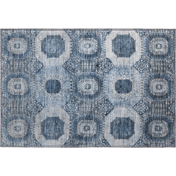 Vienna Machine Washable Transitional Blue Rug 1'8" x 2'6"