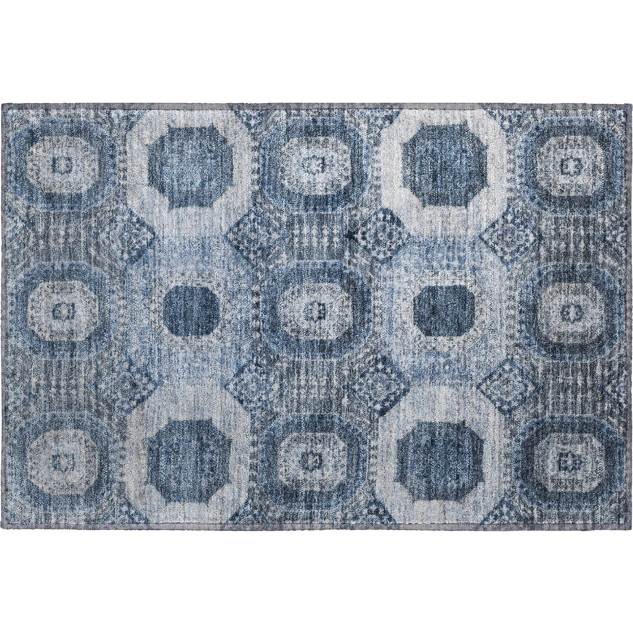 Vienna Machine Washable Transitional Blue Rug 1'8" x 2'6" #shape_Rectangle