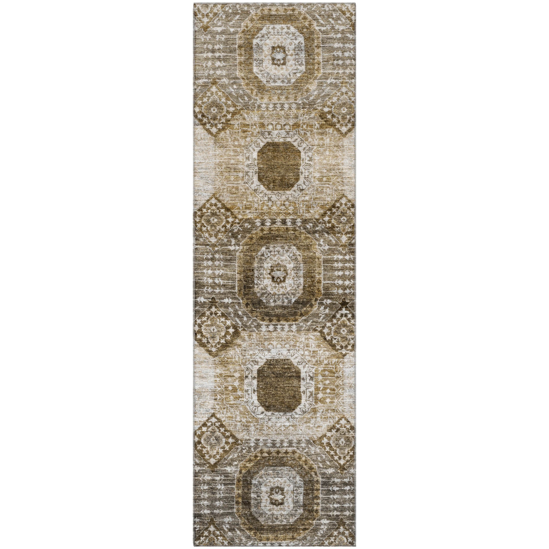 Vienna Machine Washable Transitional Brown Rug 2'3" x 7'6" #shape_Runner