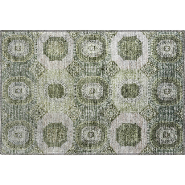 Vienna Machine Washable Transitional Olive Green Rug 1'8" x 2'6"