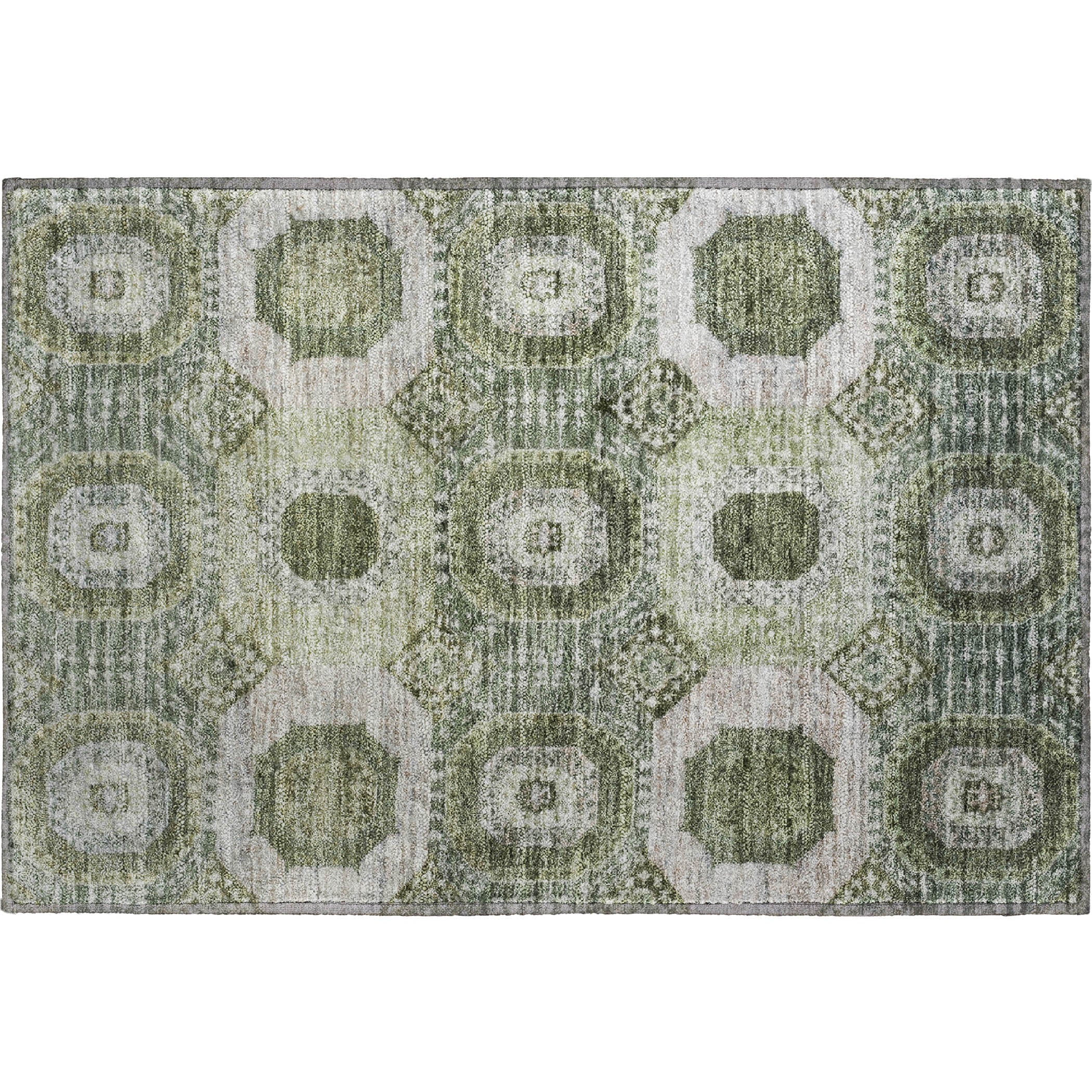 Vienna Machine Washable Transitional Olive Green Rug 1'8" x 2'6" #shape_Rectangle