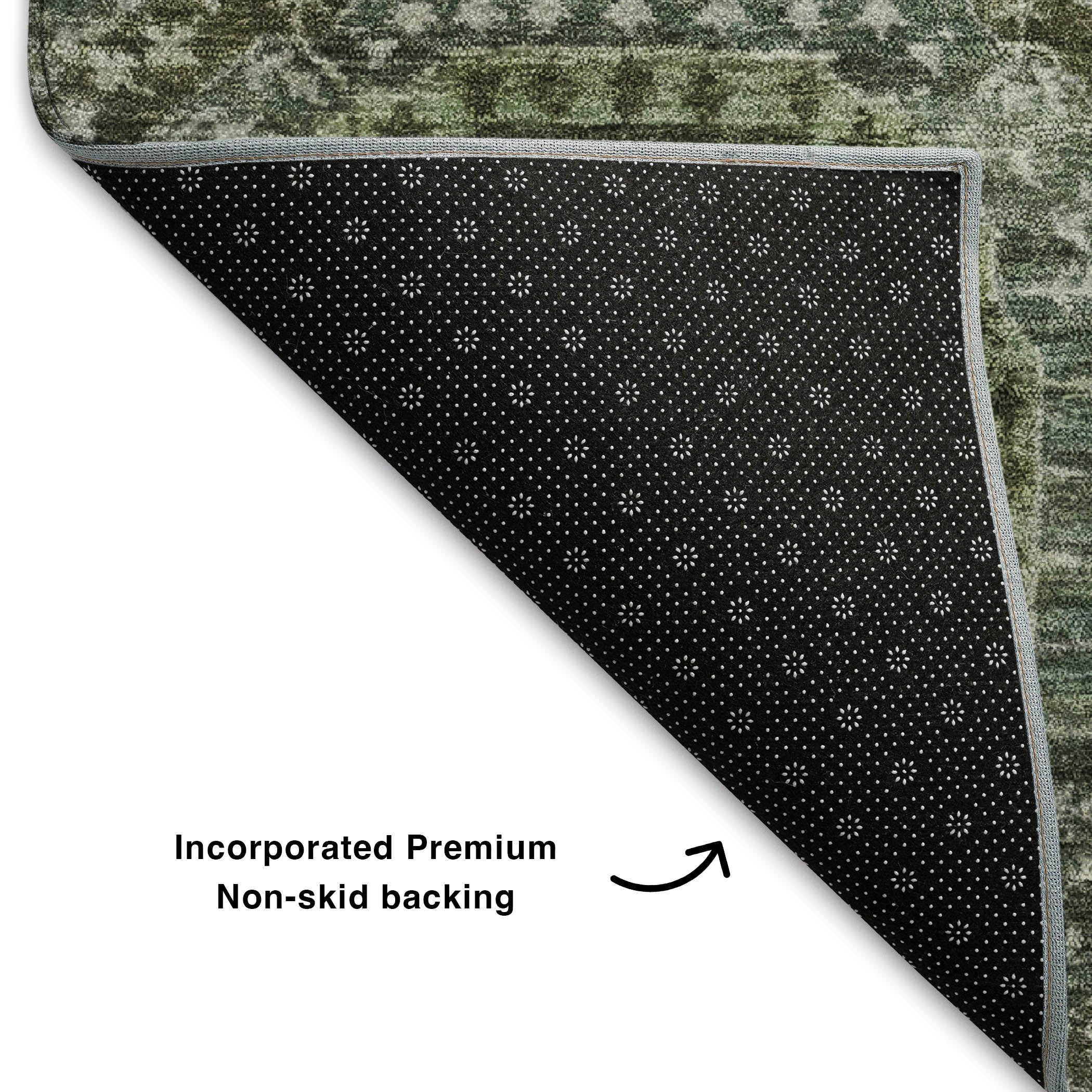 Vienna Machine Washable Transitional Olive Green Rug 1'8" x 2'6" #shape_Rectangle