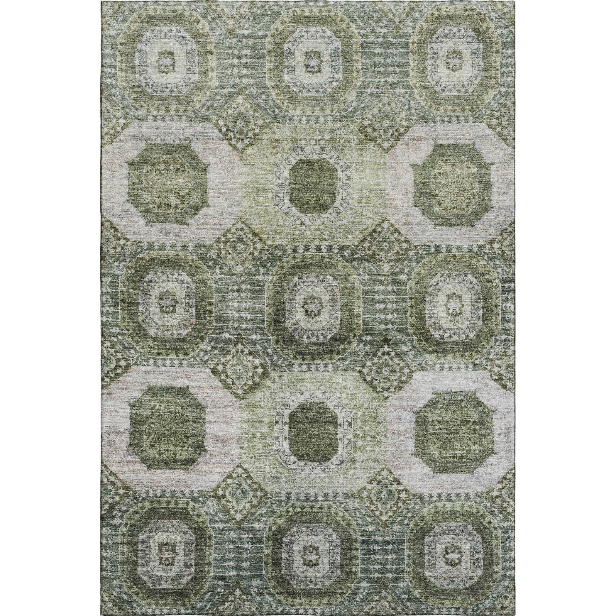 Vienna Machine Washable Transitional Olive Green Rug 2'6" x 3'10" #shape_Rectangle