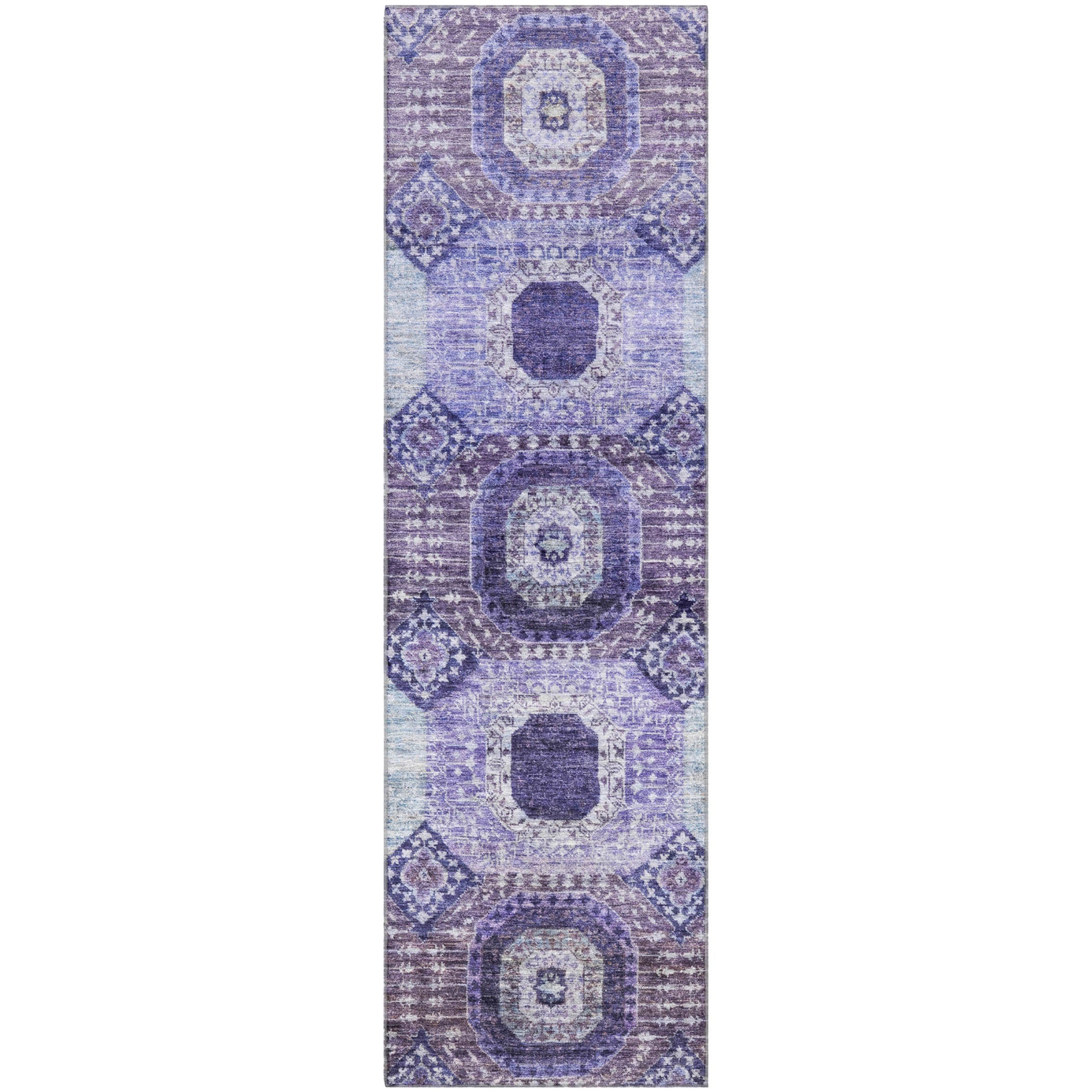 Vienna Machine Washable Transitional Purple Rug 2'3" x 7'6" #shape_Runner
