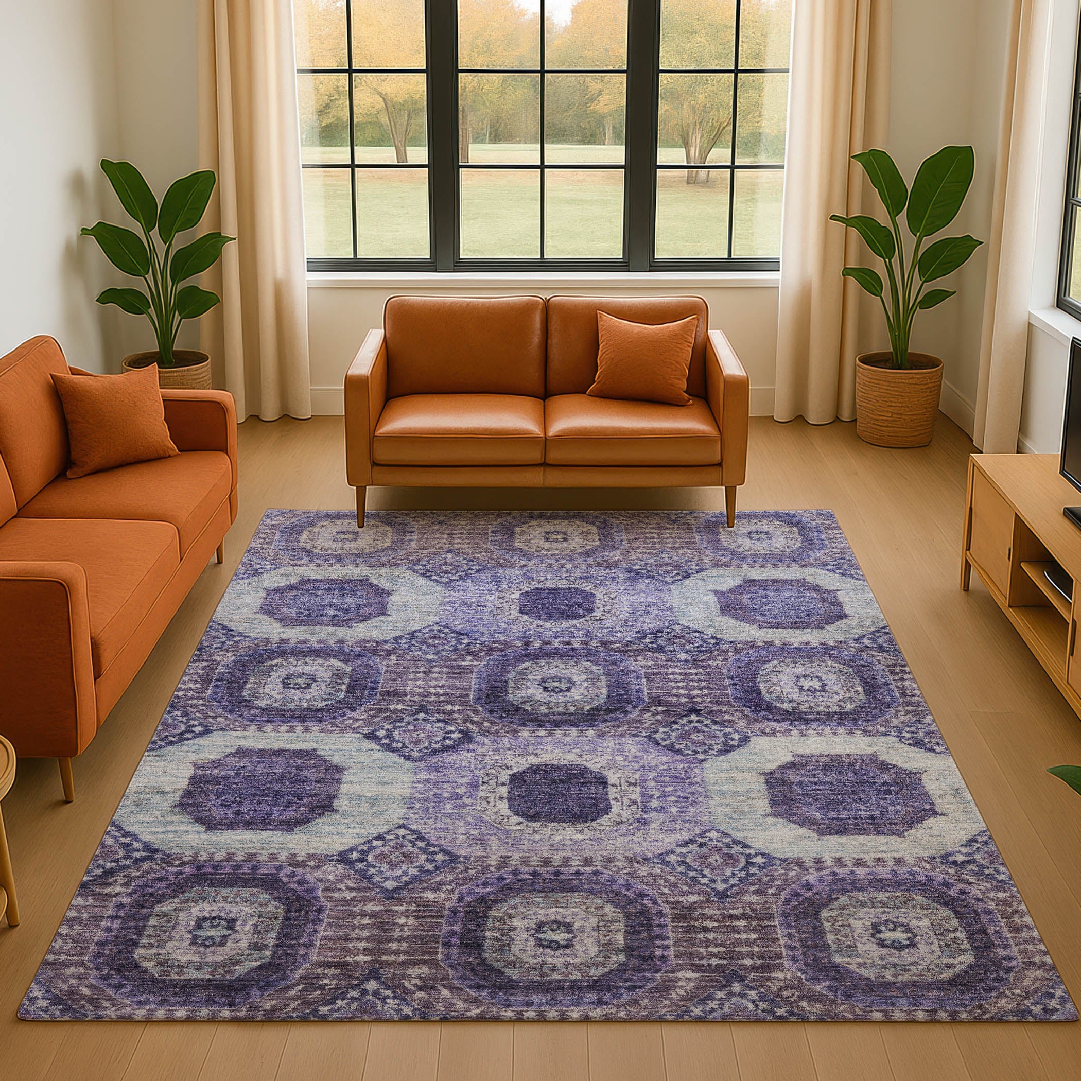 Vienna Machine Washable Transitional Purple Rug 2'6" x 3'10" #shape_Rectangle