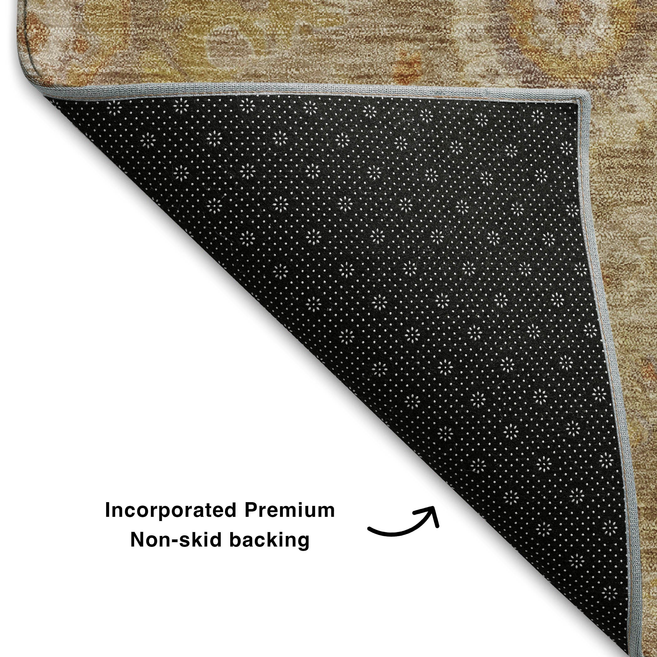 Rome Machine Washable Traditional Beige Brown Rug 1'8" x 2'6" #shape_Rectangle