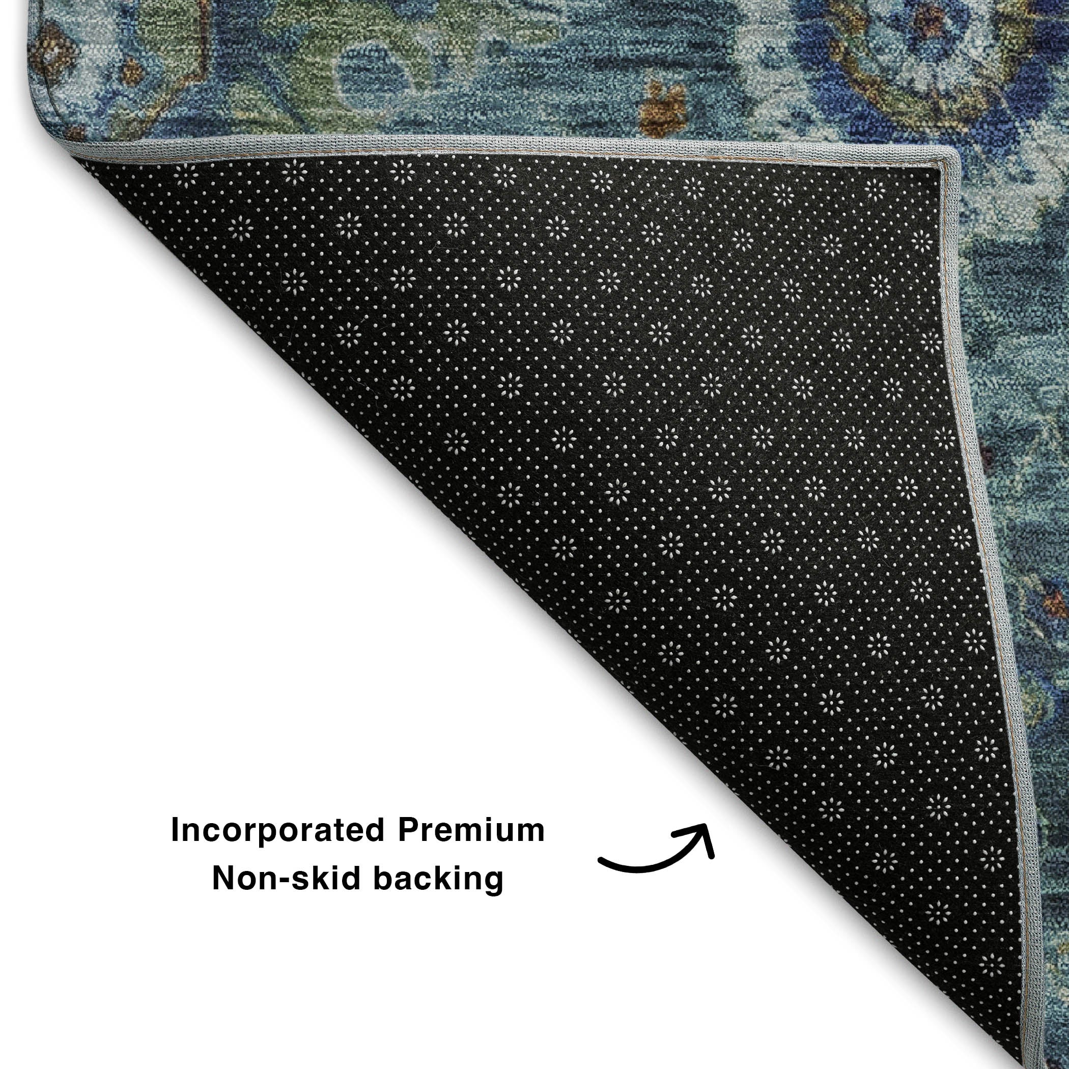 Rome Machine Washable Traditional Blue Rug 1'8" x 2'6" #shape_Rectangle