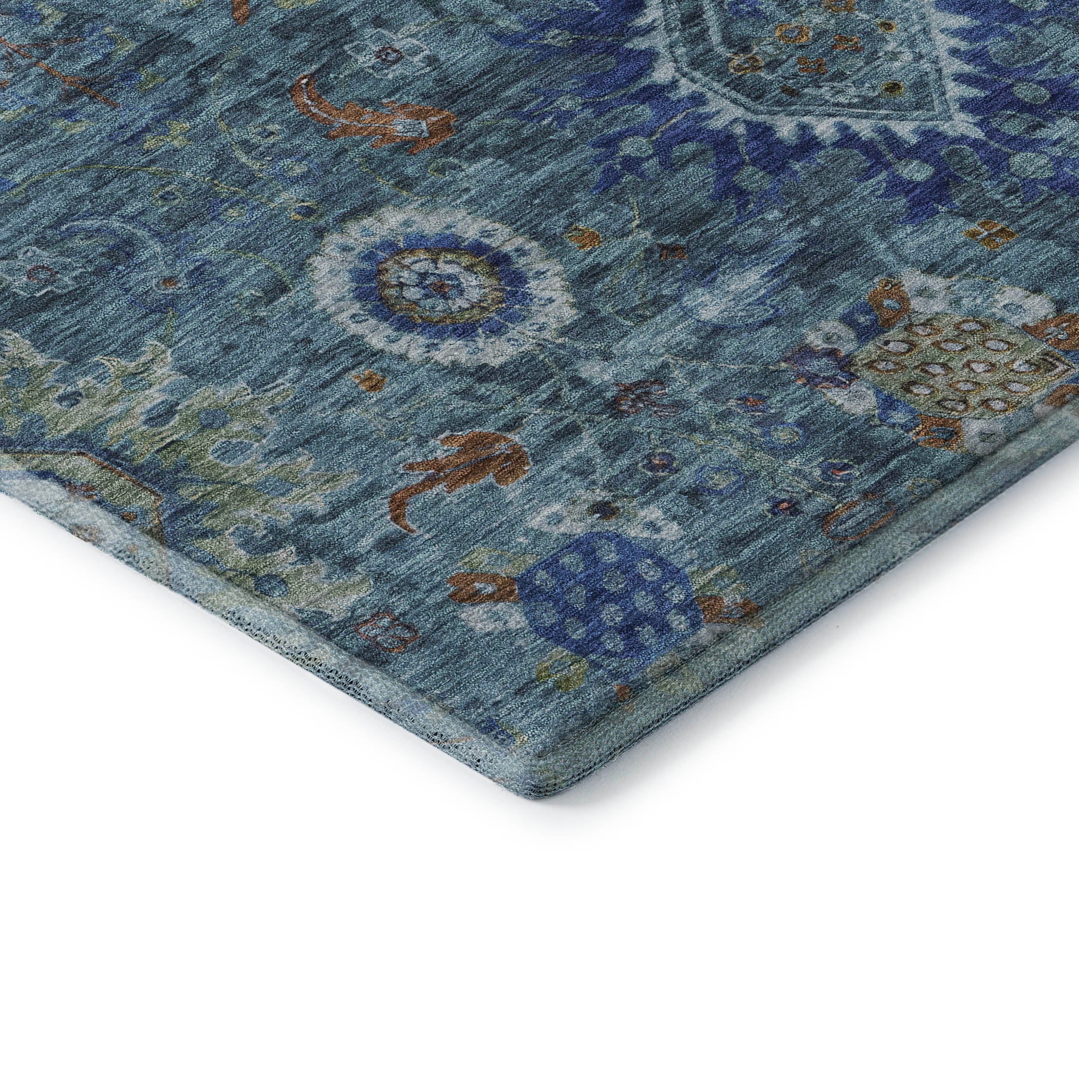 Rome Machine Washable Traditional Blue Rug 1'8" x 2'6" #shape_Rectangle