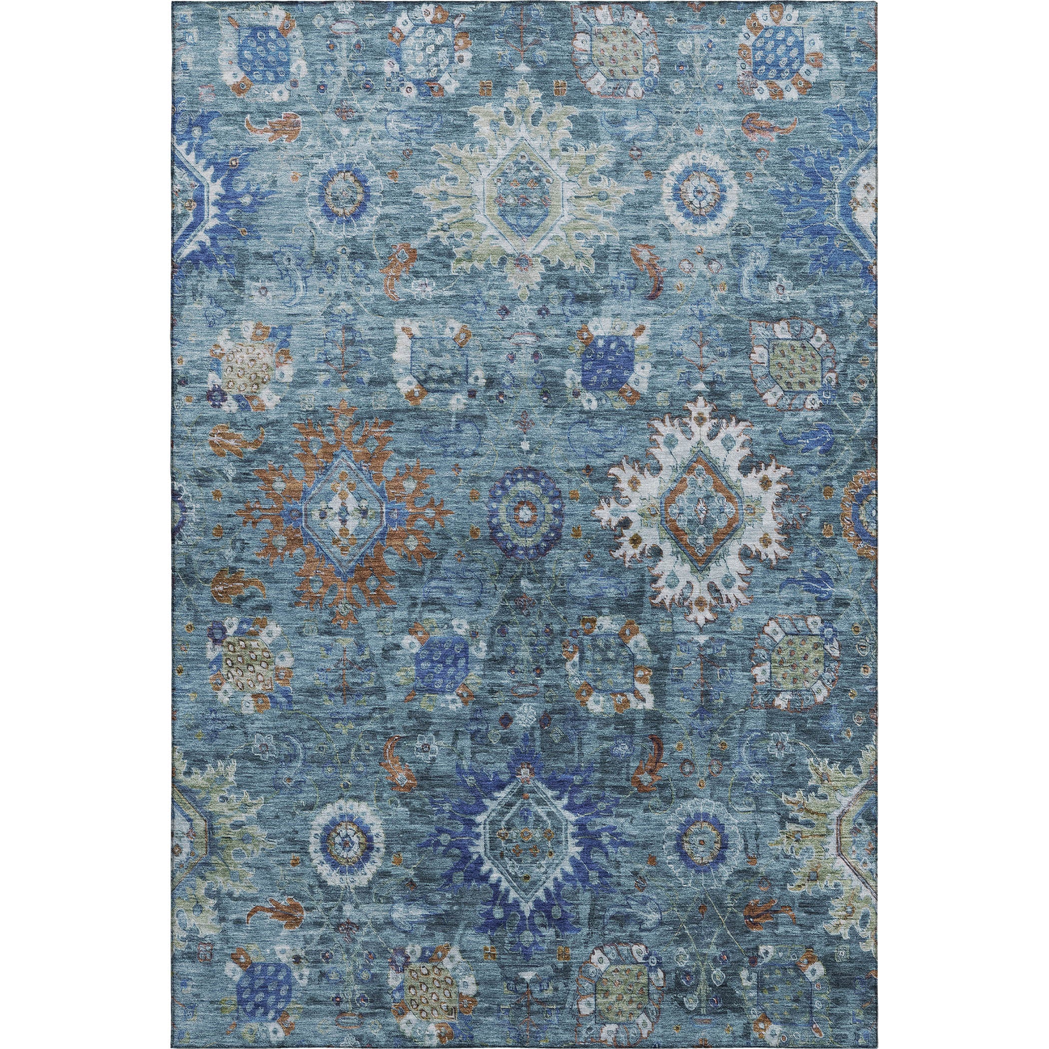 Rome Machine Washable Traditional Blue Rug 2'6" x 3'10" #shape_Rectangle