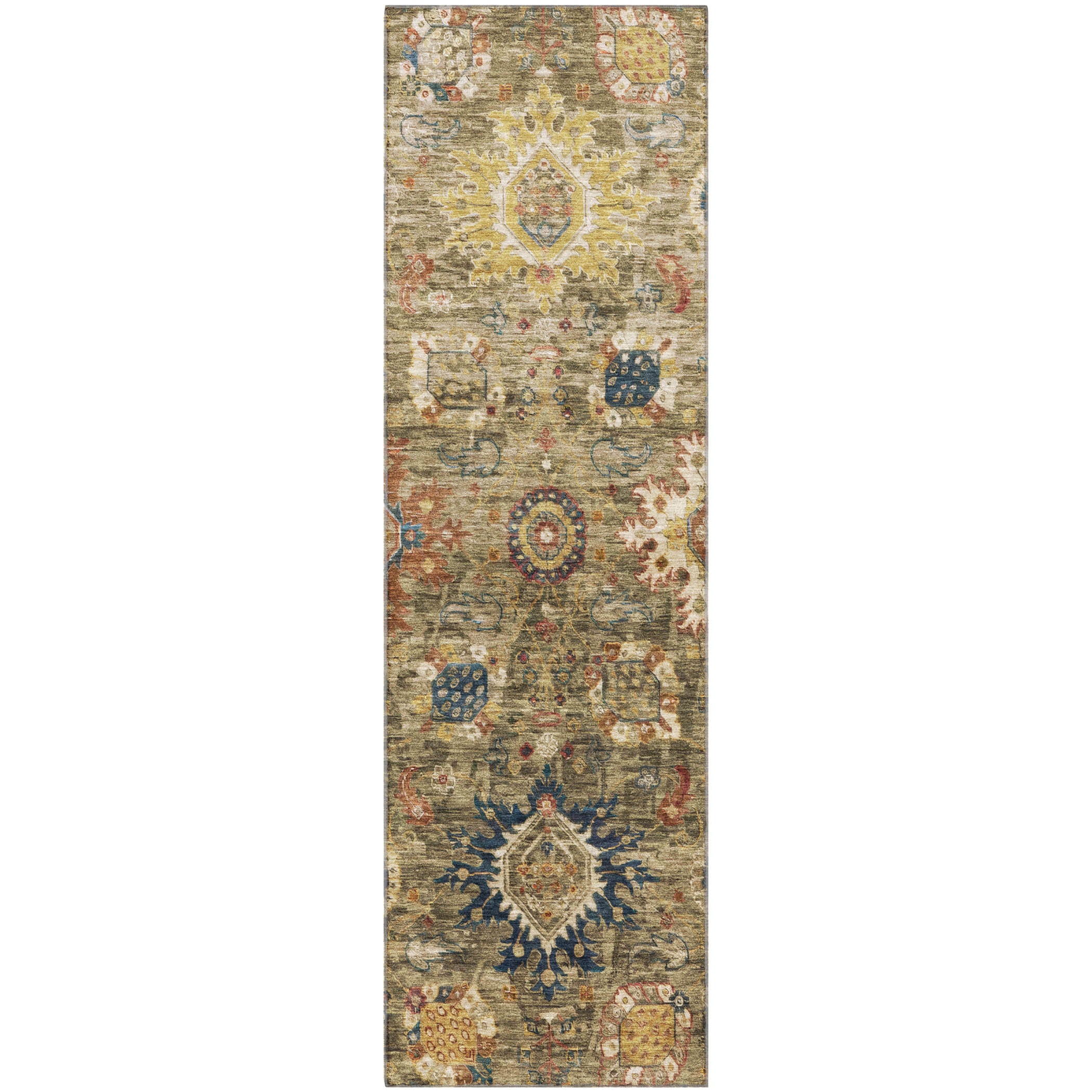 Rome Machine Washable Traditional Brown Rug 2'3" x 7'6" #shape_Runner