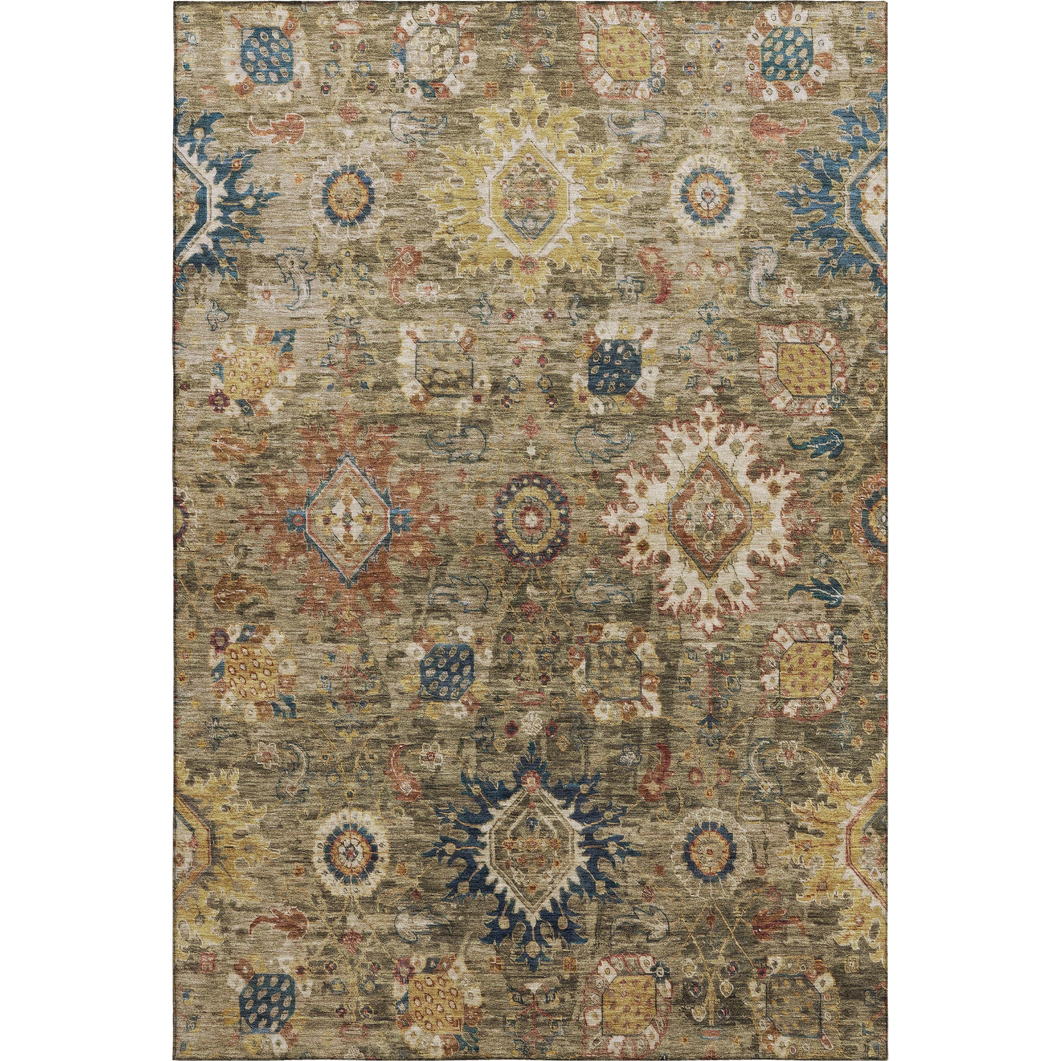 Rome Machine Washable Traditional Brown Rug 2'6" x 3'10" #shape_Rectangle