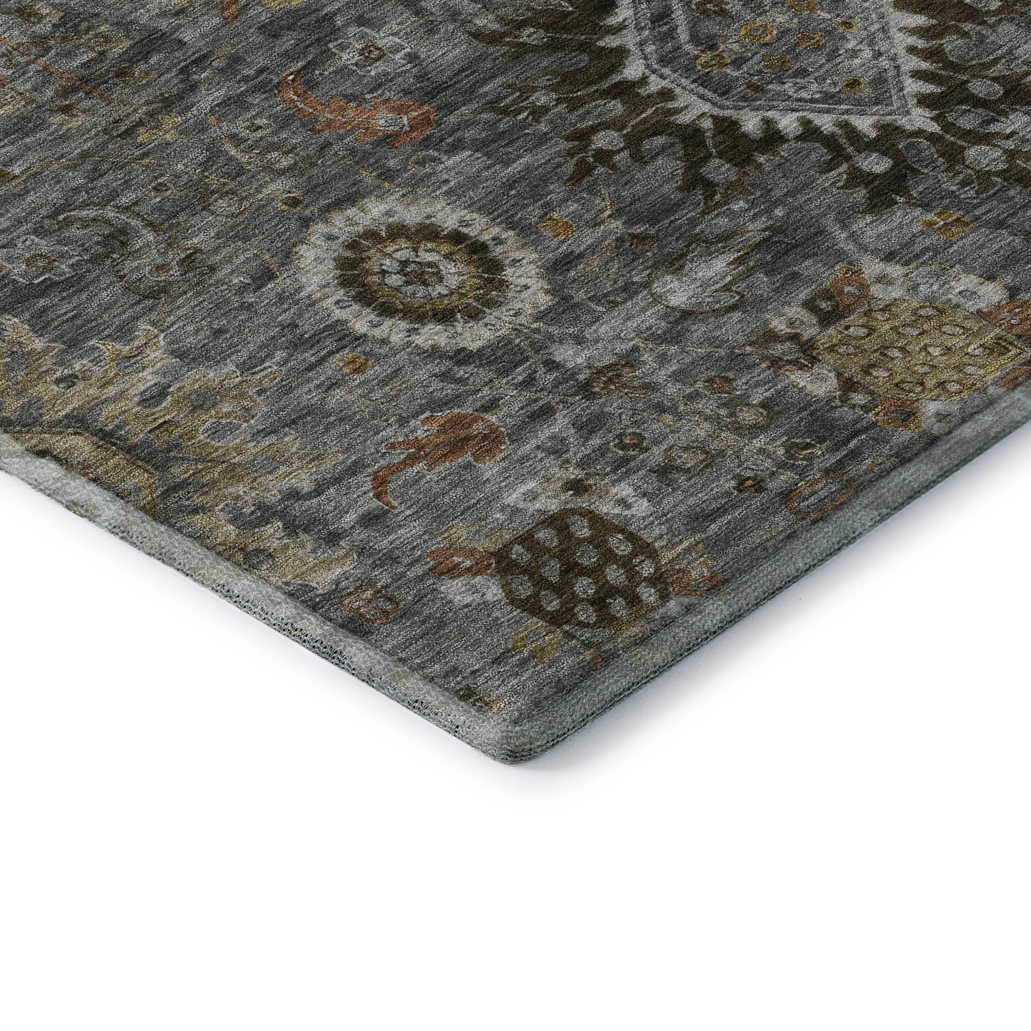 Rome Machine Washable Traditional Pewter Gray Rug 1'8" x 2'6" #shape_Rectangle