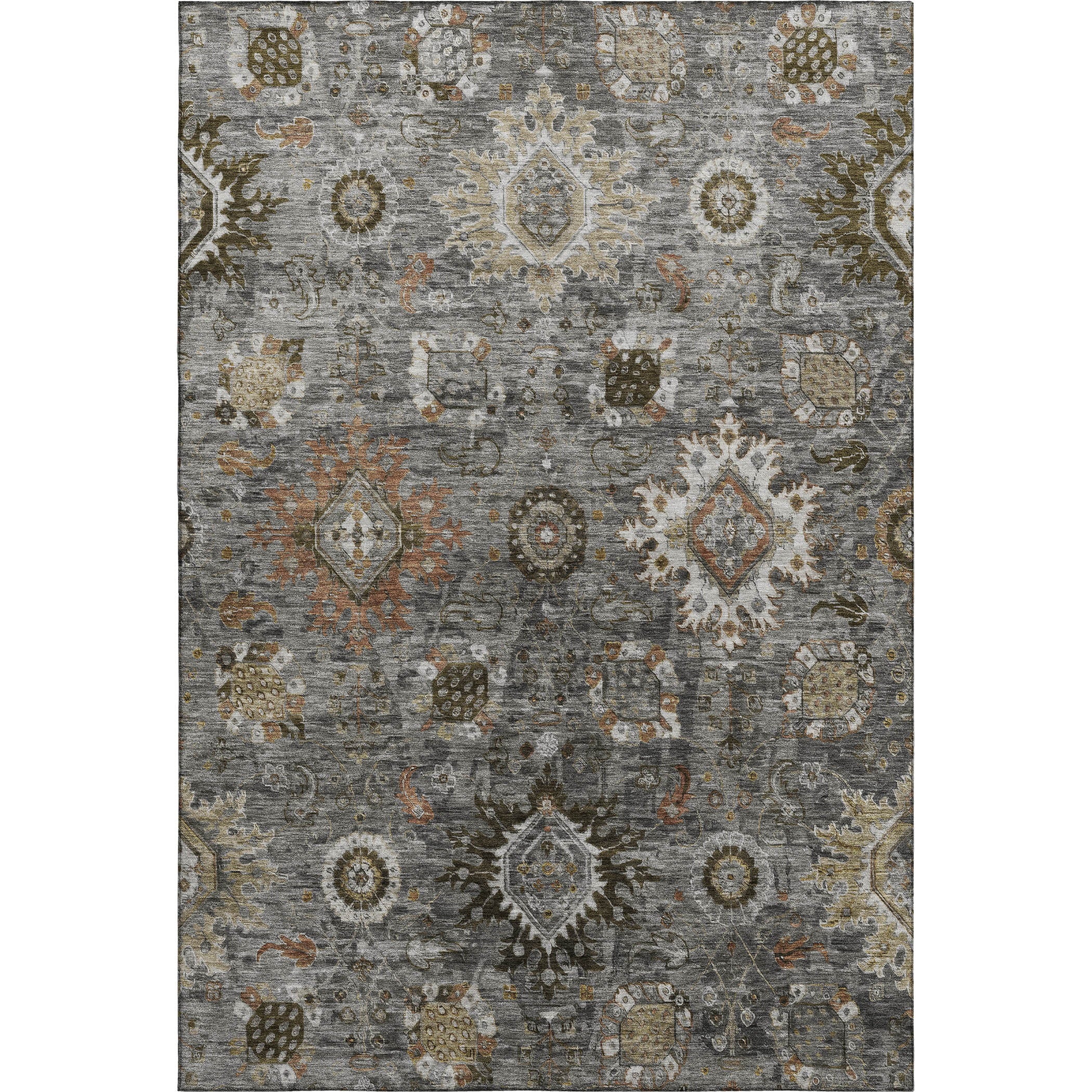Rome Machine Washable Traditional Pewter Gray Rug 2'6" x 3'10" #shape_Rectangle