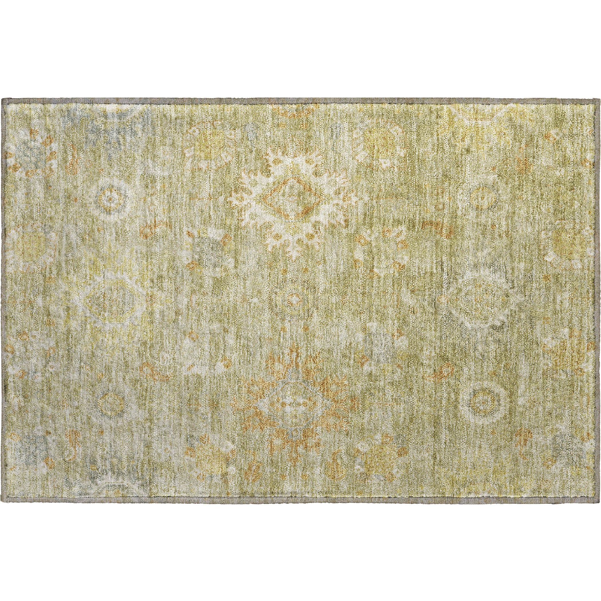 Rome Machine Washable Traditional Sage Green Rug 1'8" x 2'6" #shape_Rectangle