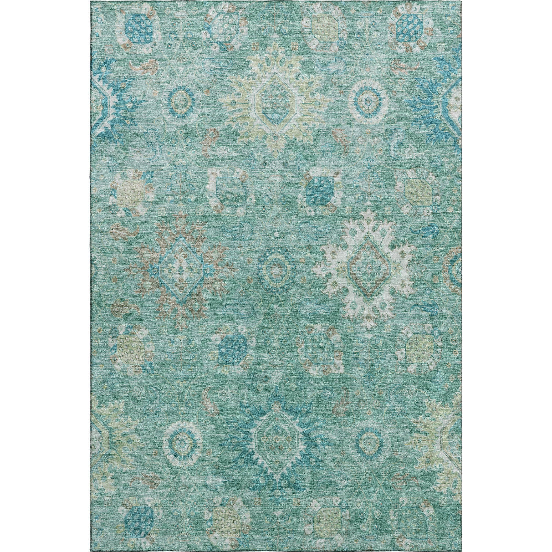 Rome Machine Washable Traditional Teal Rug 2'6" x 3'10" #shape_Rectangle