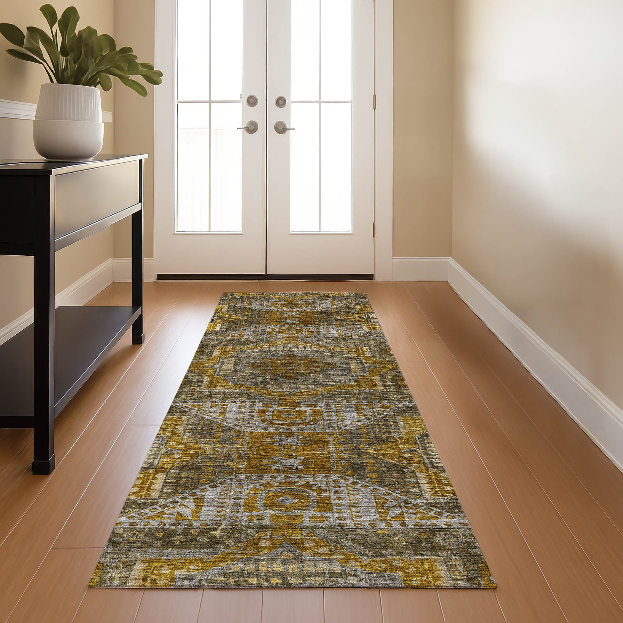 Luang Prabang Machine Washable Traditional Brown Rug 2'3" x 7'6" #shape_Runner