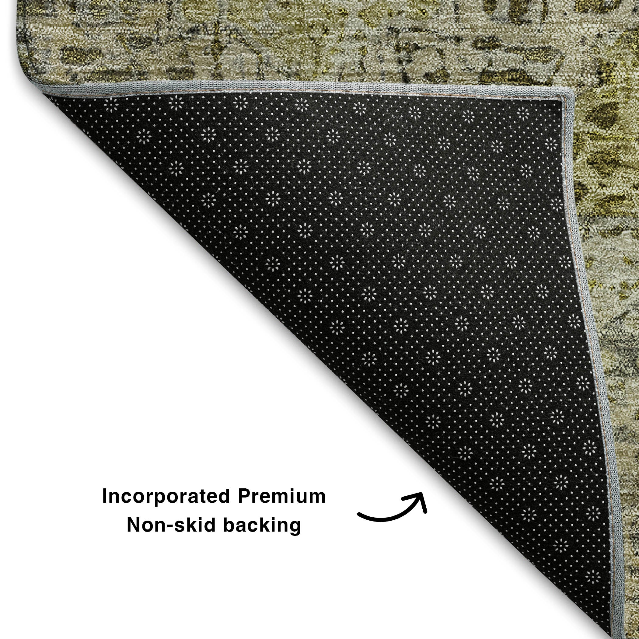 Oaxaca Machine Washable Traditional Khaki Brown Rug 1'8" x 2'6" #shape_Rectangle