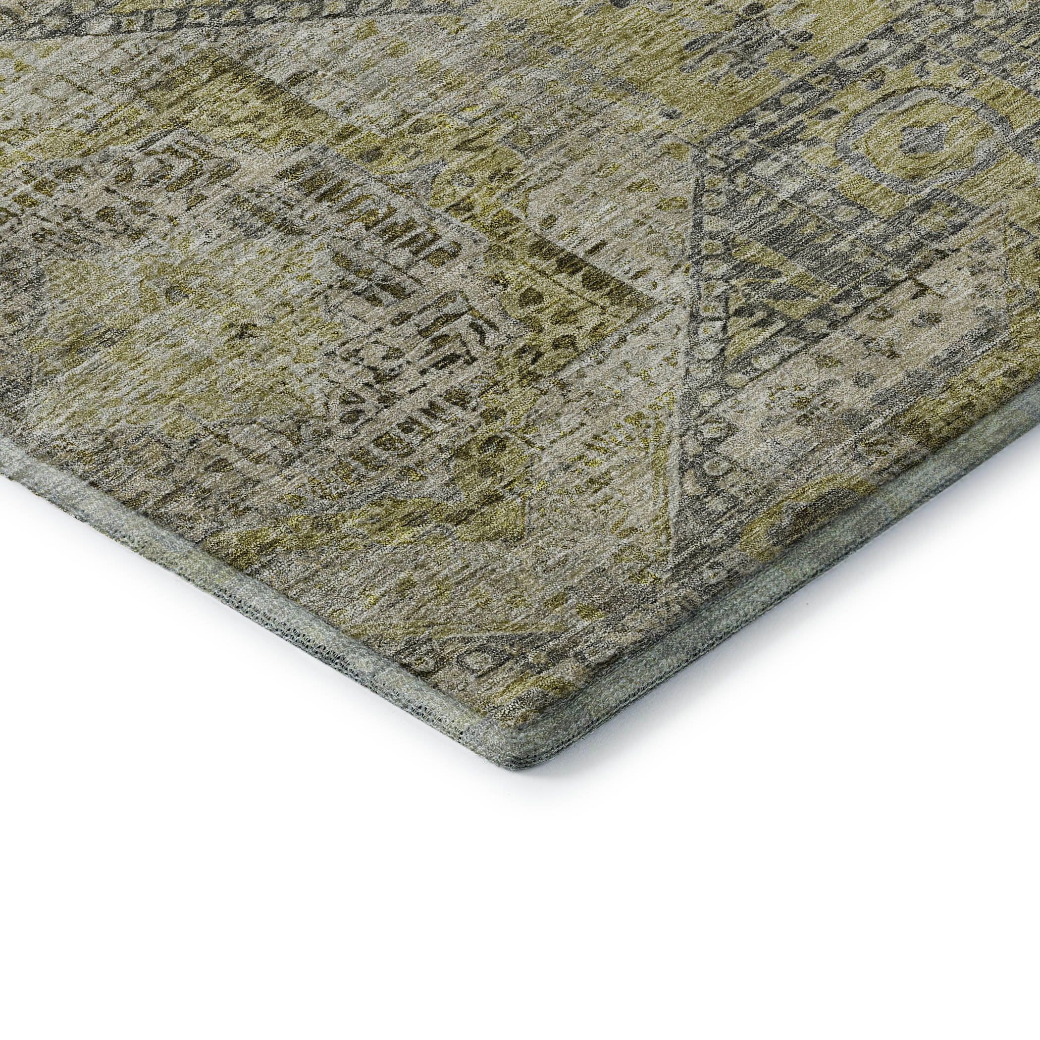 Oaxaca Machine Washable Traditional Khaki Brown Rug 1'8" x 2'6" #shape_Rectangle