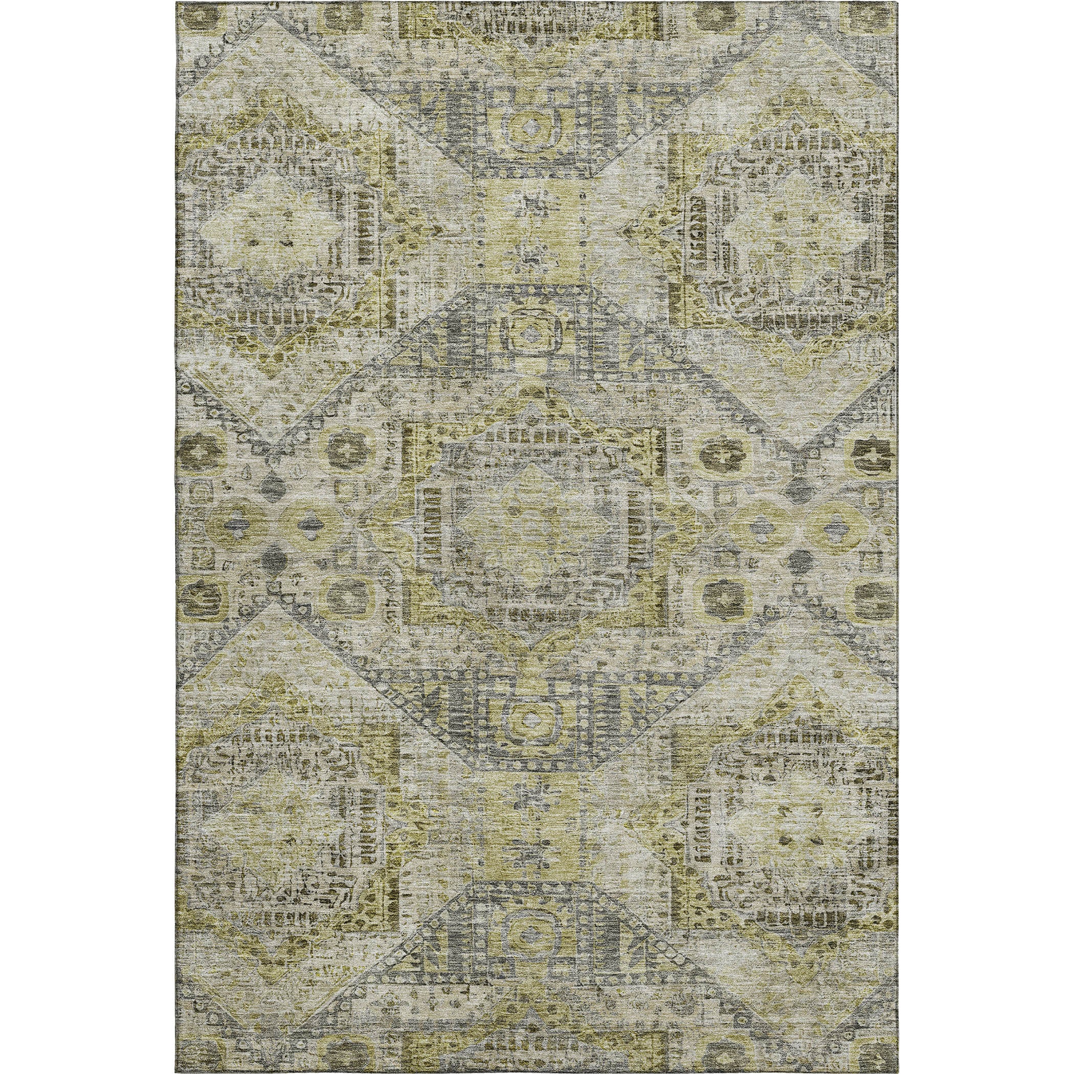 Oaxaca Machine Washable Traditional Khaki Brown Rug 2'6" x 3'10" #shape_Rectangle
