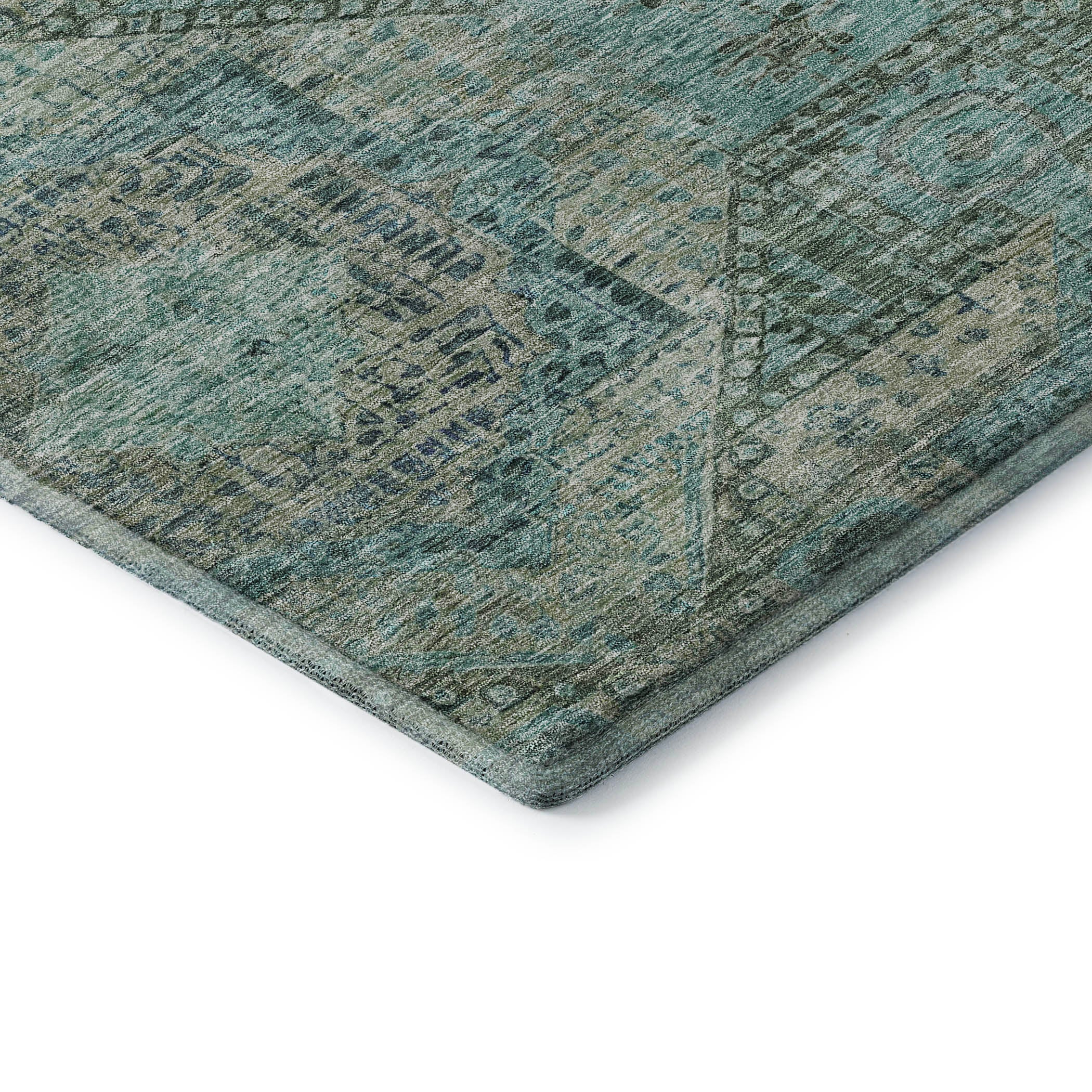 Oaxaca Machine Washable Traditional Sage Green Rug 1'8" x 2'6" #shape_Rectangle