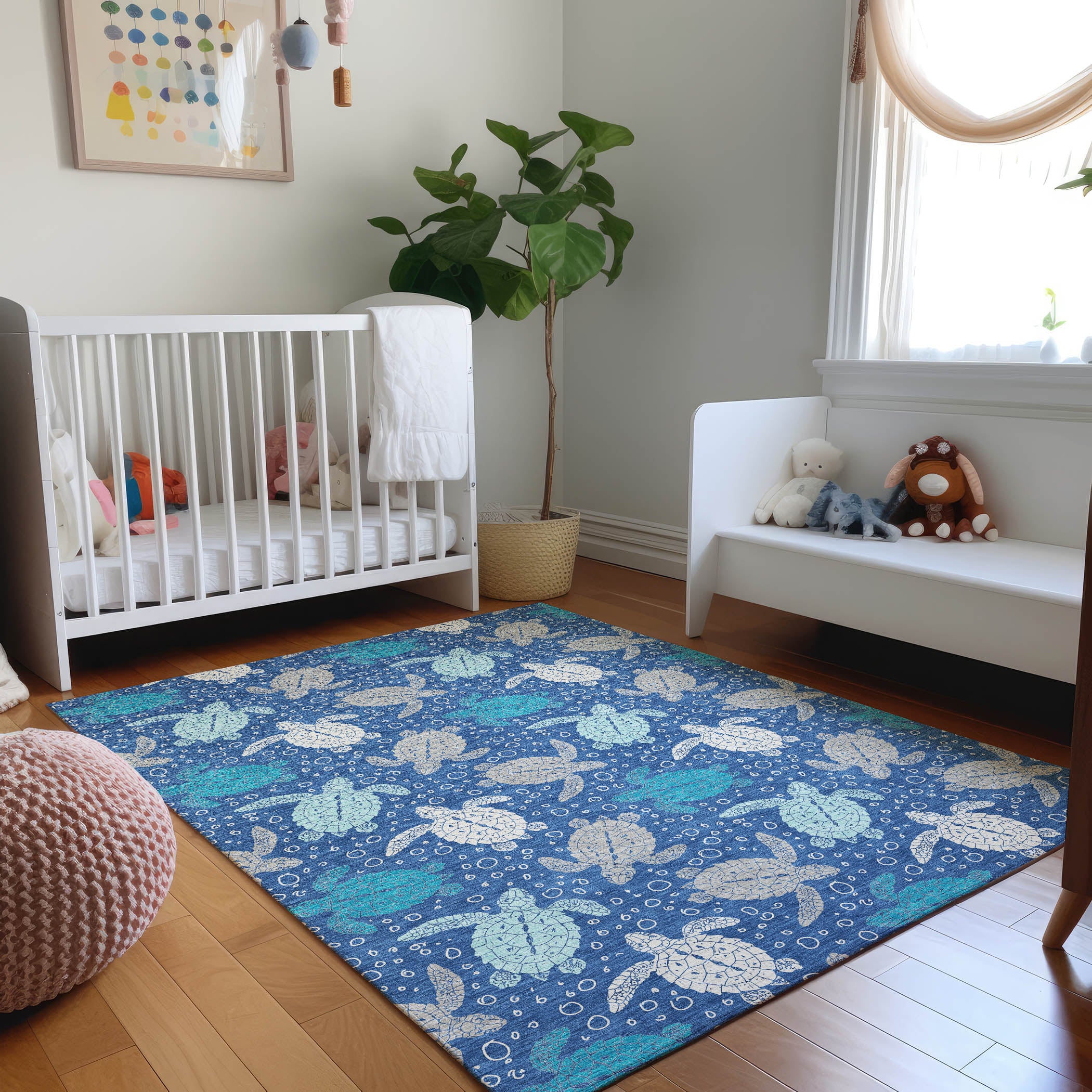 Cartagena Machine Washable Coastal Blue Rug 2'6" x 3'10" #shape_Rectangle
