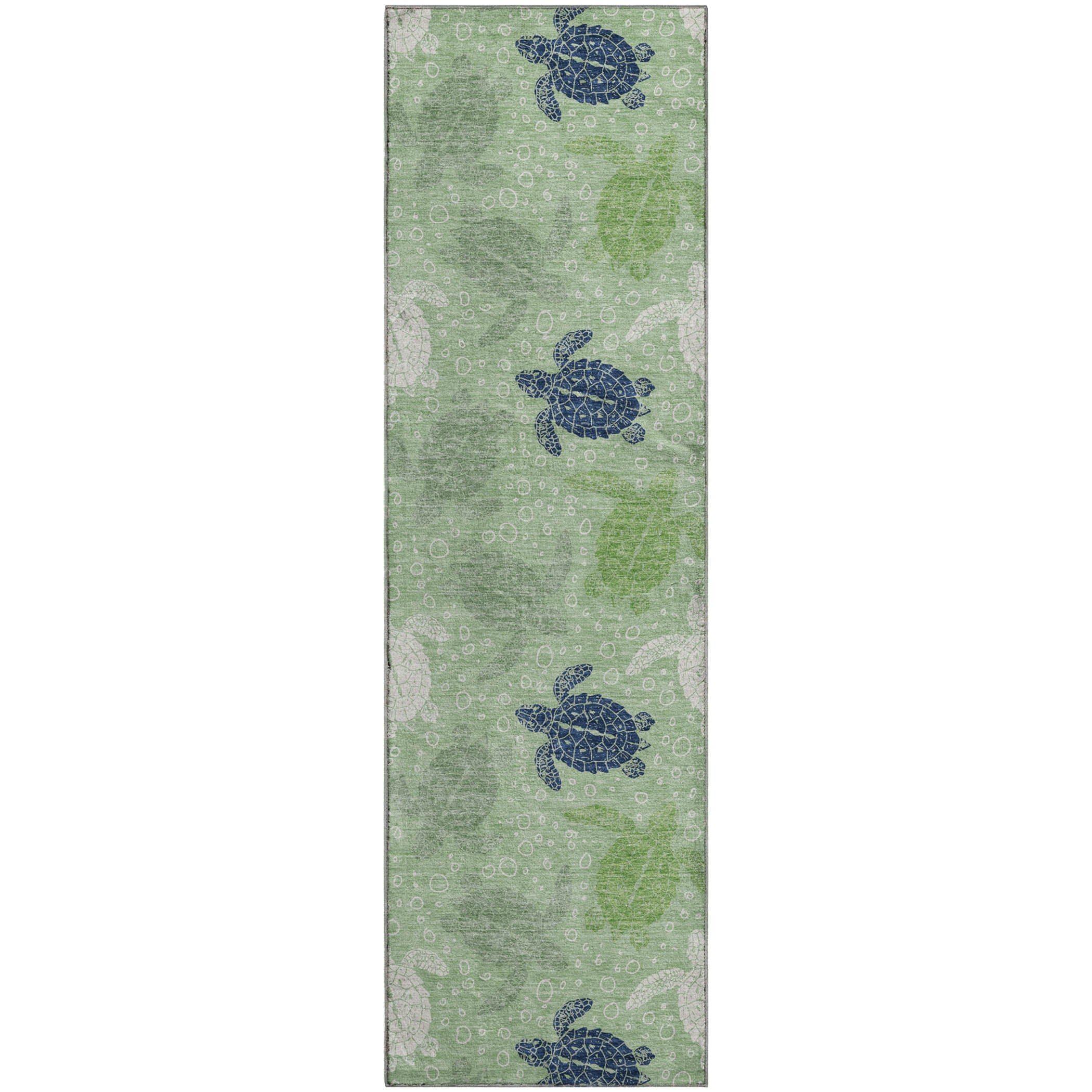 Cartagena Machine Washable Coastal Green Rug 2'3" x 7'6" #shape_Runner