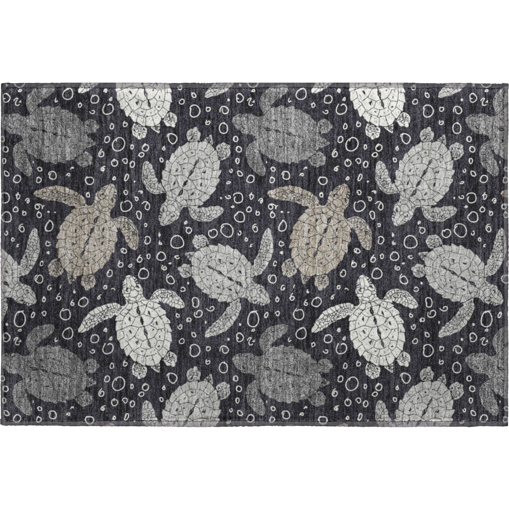 Cartagena Machine Washable Coastal Midnight Black Rug 1'8" x 2'6" #shape_Rectangle