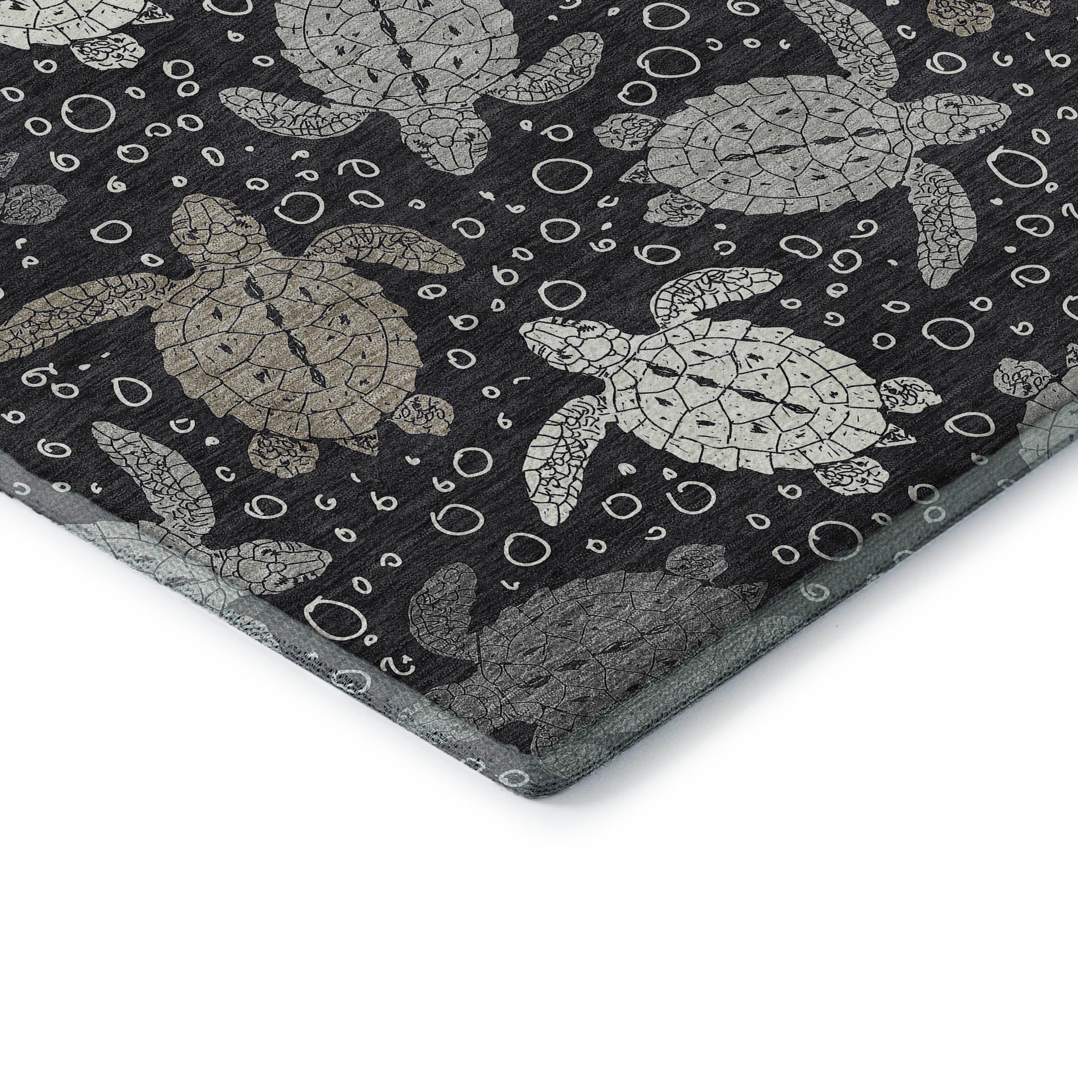 Cartagena Machine Washable Coastal Midnight Black Rug 1'8" x 2'6" #shape_Rectangle