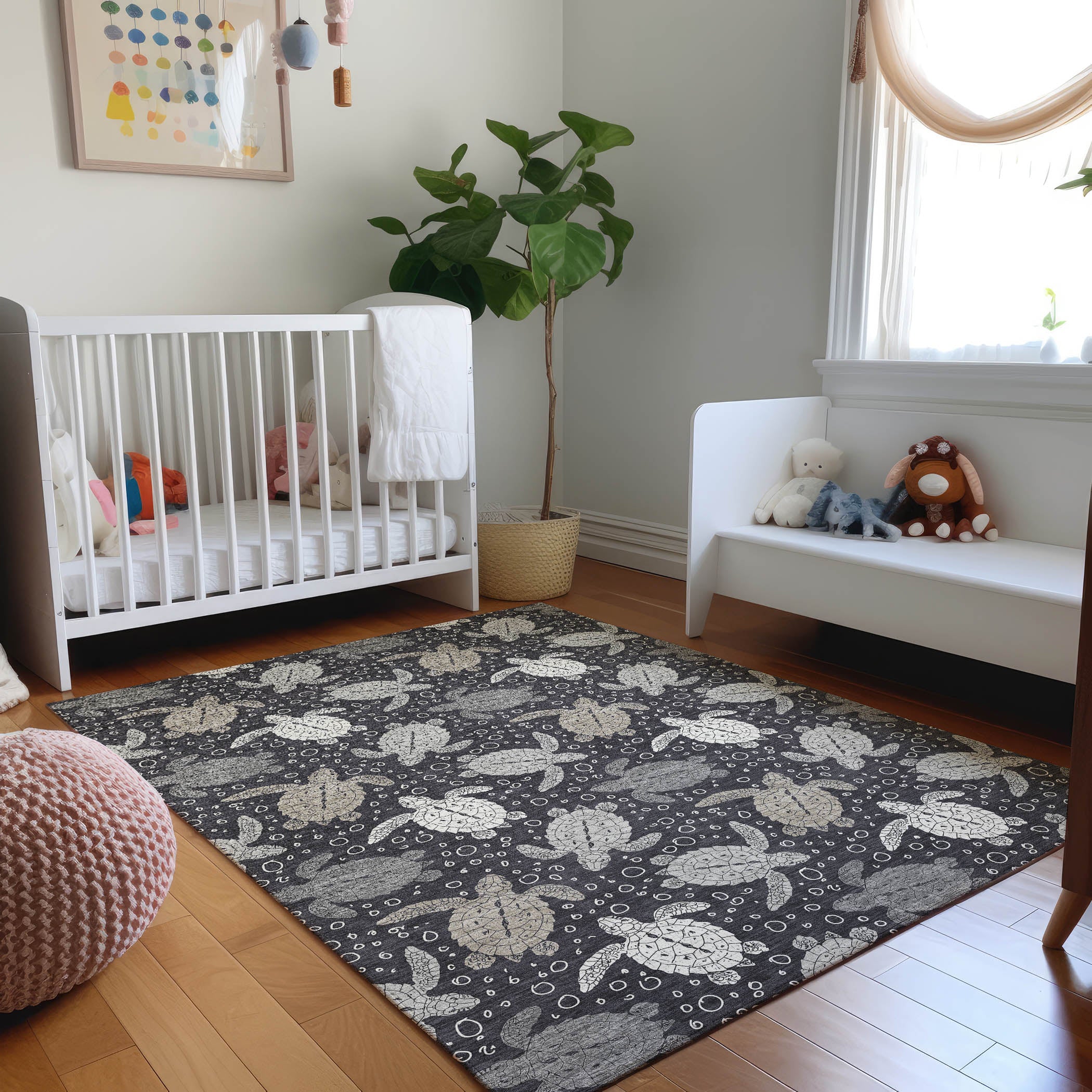 Cartagena Machine Washable Coastal Midnight Black Rug 2'6" x 3'10" #shape_Rectangle
