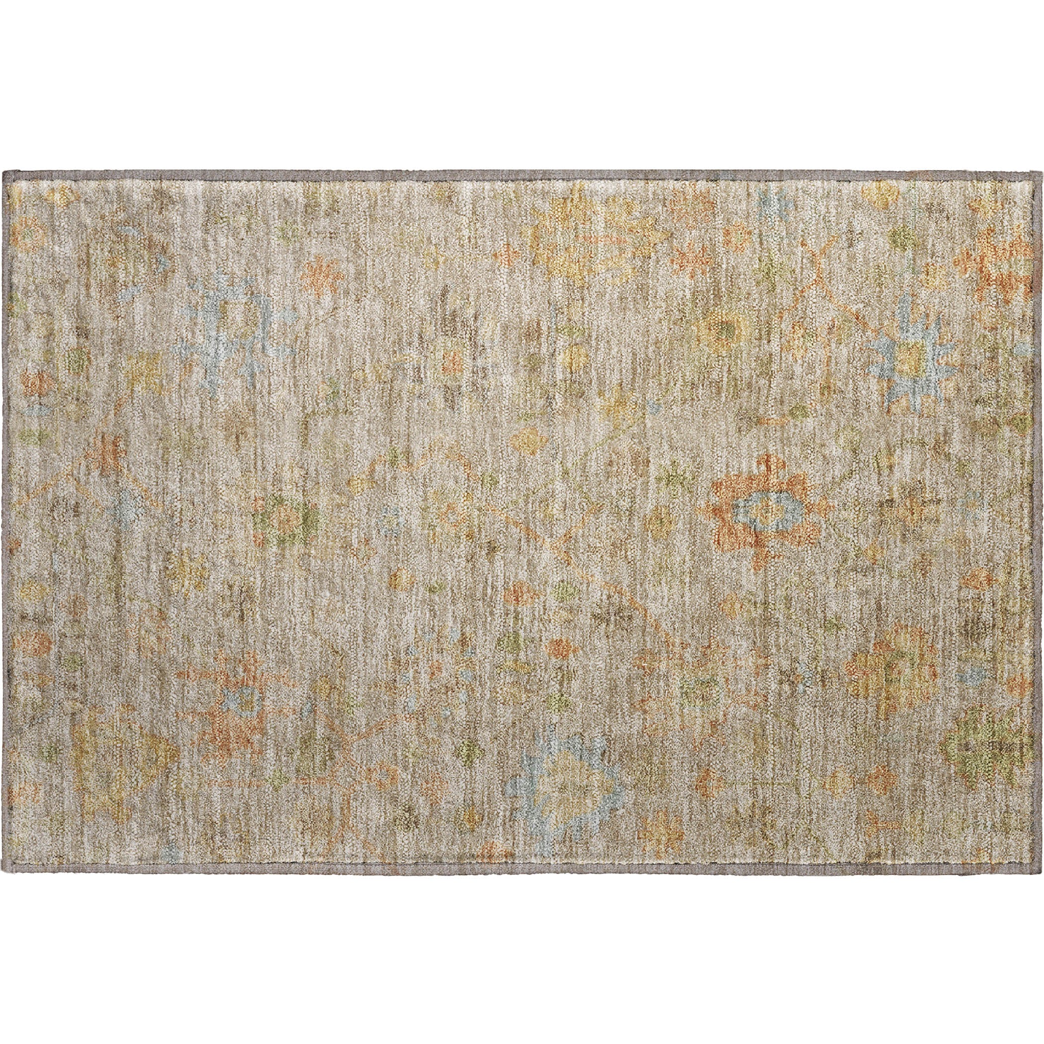 Bern Machine Washable Traditional Beige Brown Rug 1'8" x 2'6" #shape_Rectangle